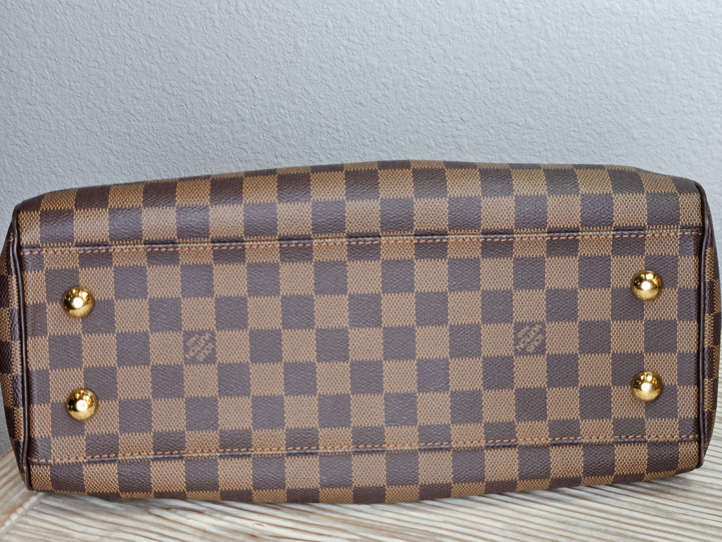 bottom Louis Vuitton Trevi Damier Ebene Brown checkered canvas PM