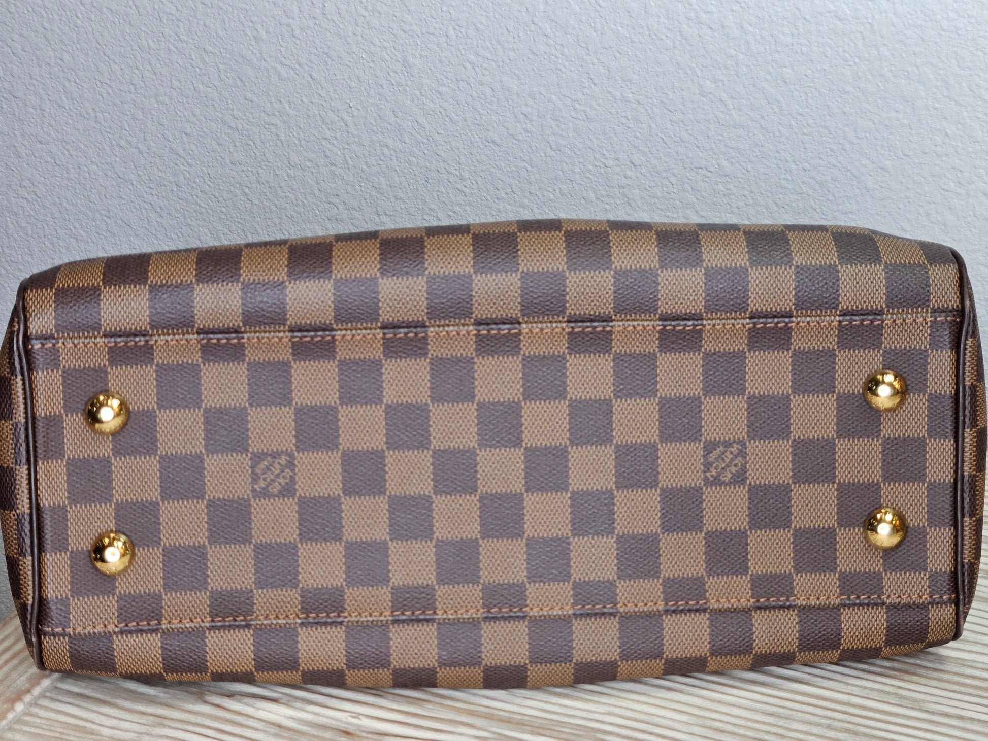 bottom Louis Vuitton Trevi Damier Ebene Brown checkered canvas PM