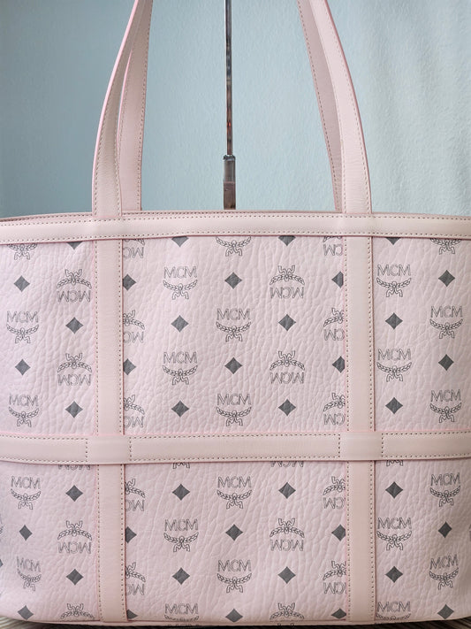 Pre-Loved MCM Delmy Visetos Shopper Tote Powder Pink
