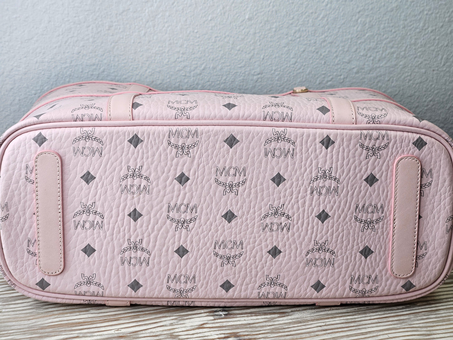 Pre-Loved MCM Delmy Visetos Shopper Tote Powder Pink