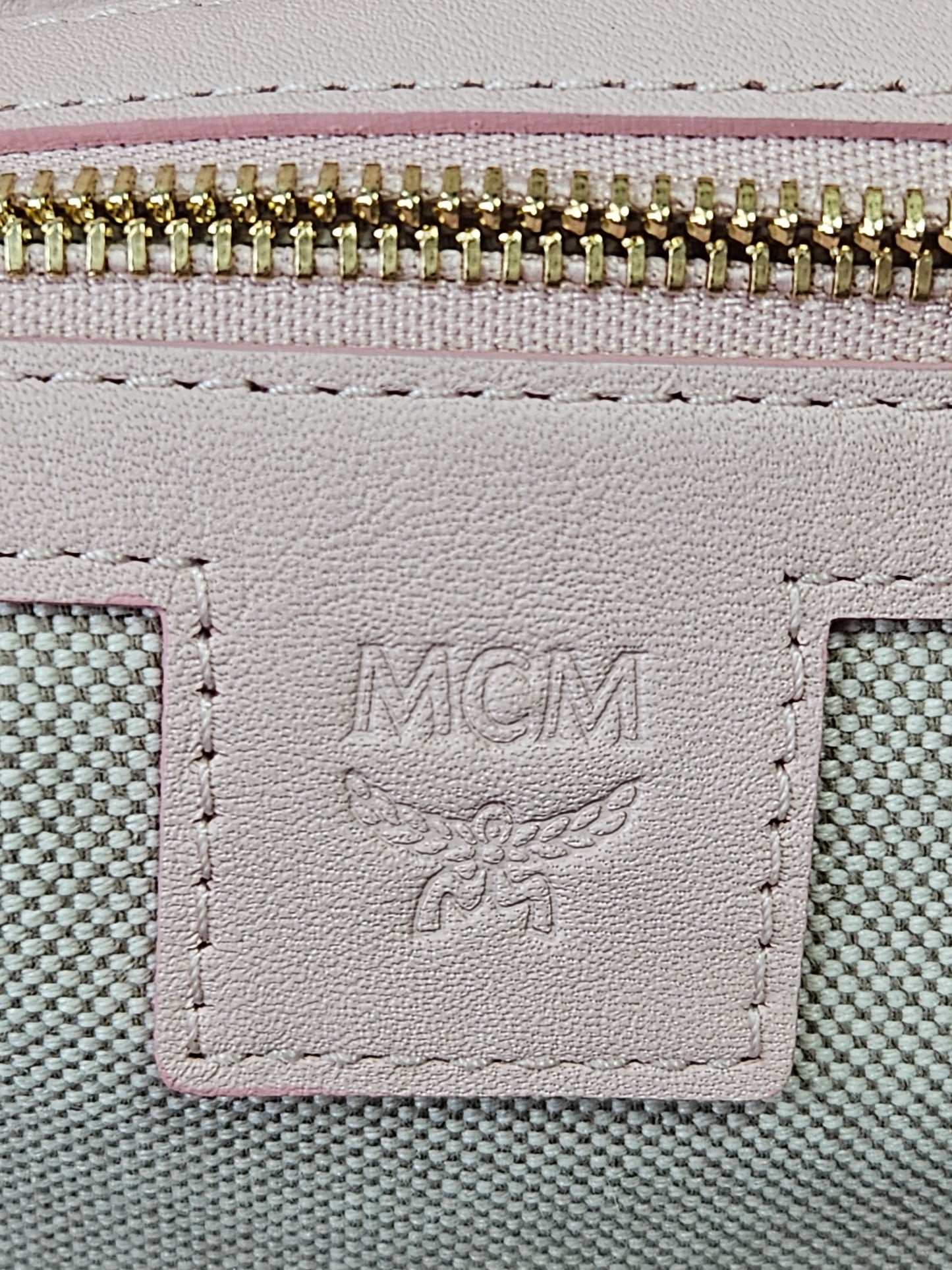 Pre-Loved MCM Delmy Visetos Shopper Tote Powder Pink