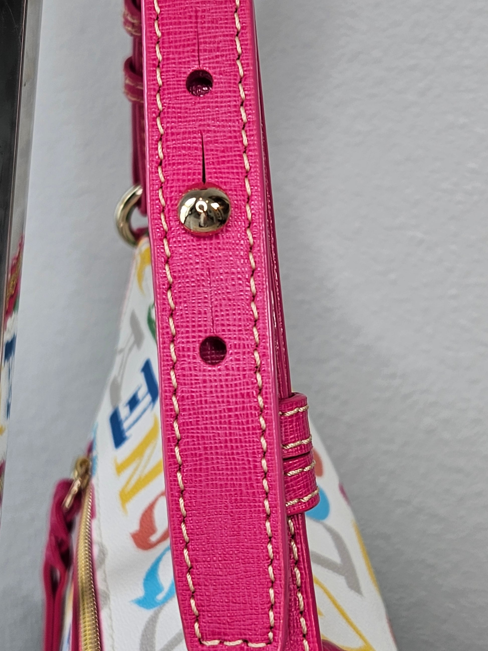 pink handle Dooney & Bourke Kiley Hobo Bag Small White Multicolor 