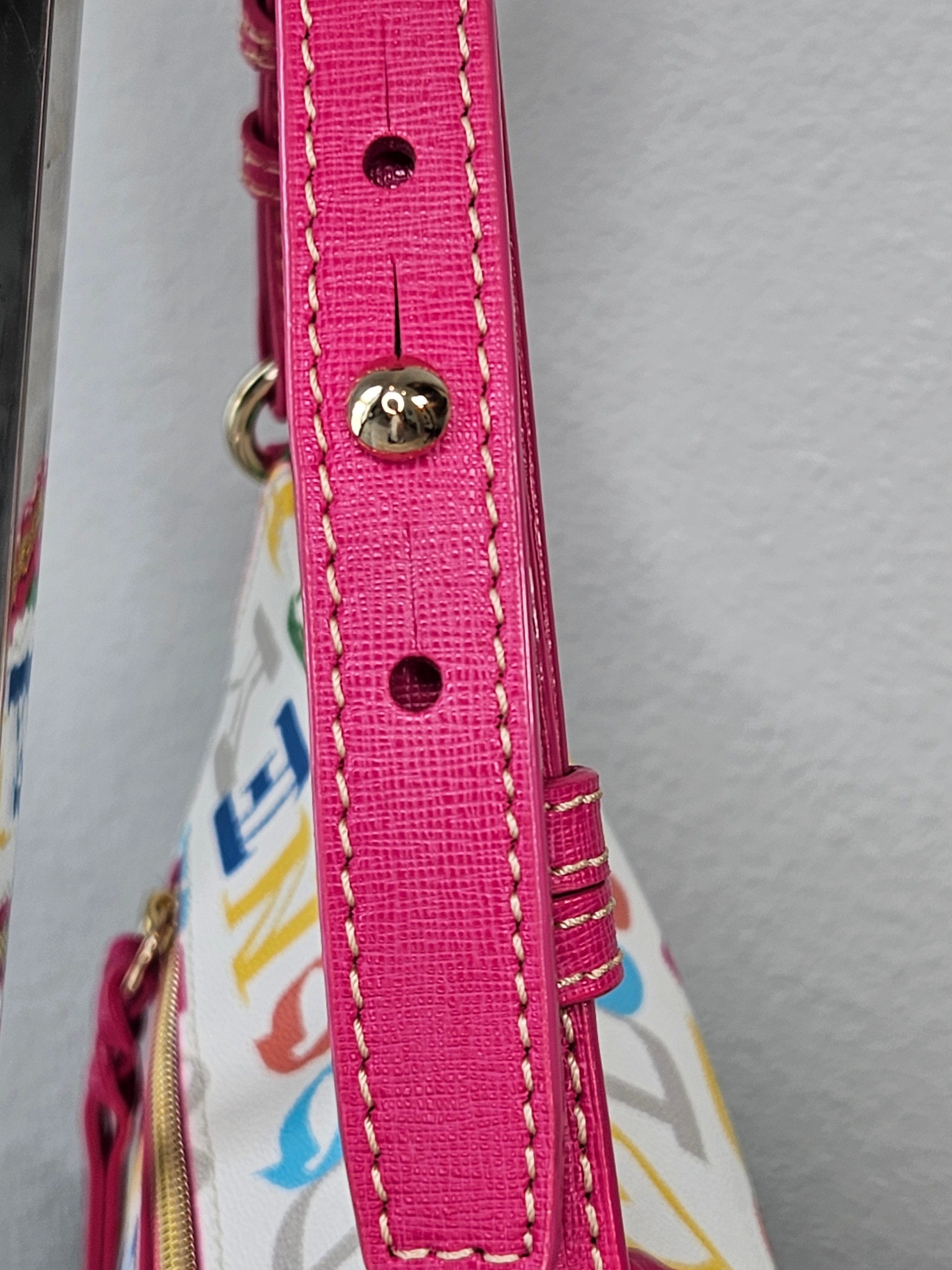 pink handle Dooney & Bourke Kiley Hobo Bag Small White Multicolor 