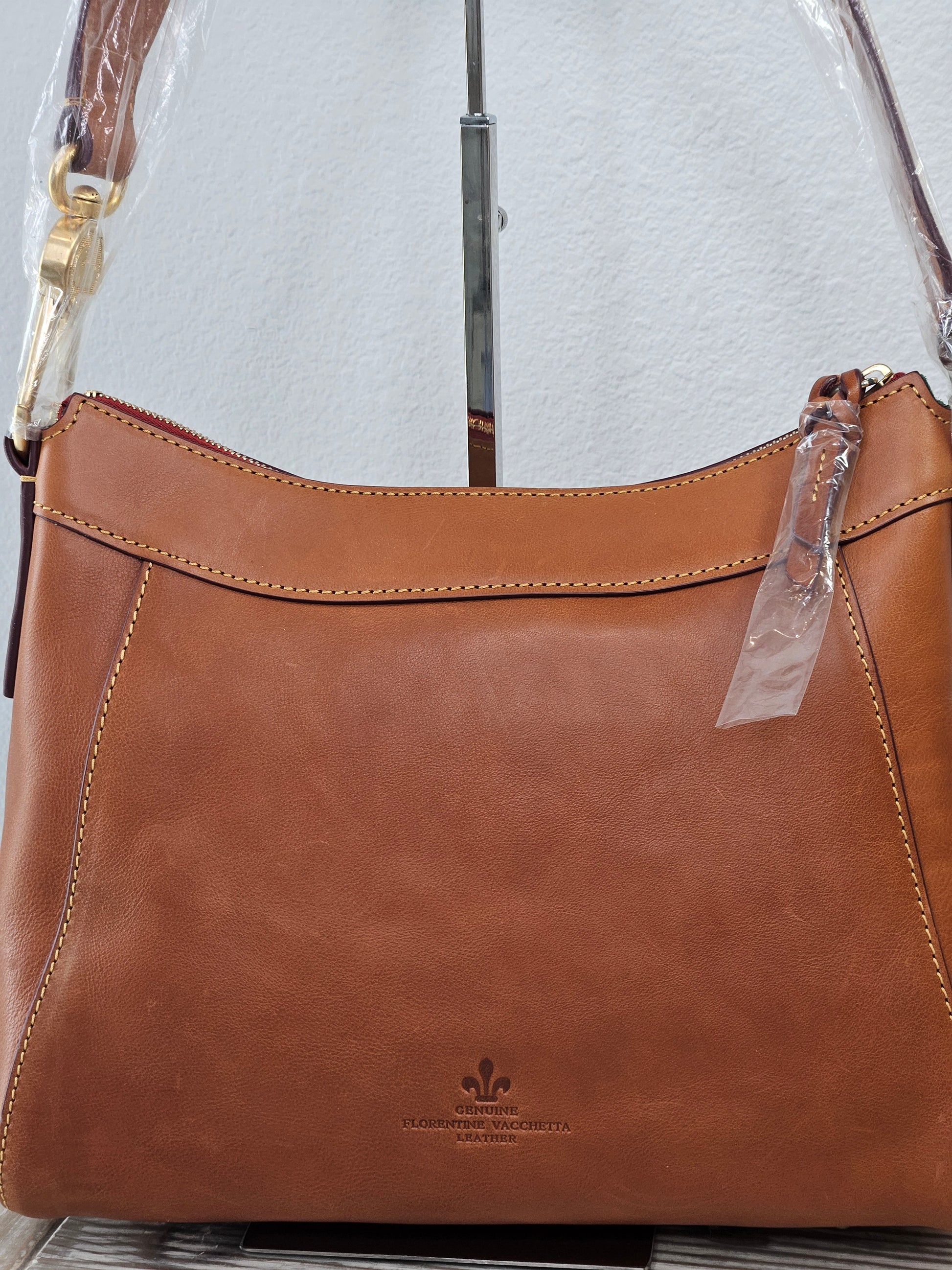 back Dooney & Bourke Florentine Cassidy Leather Hobo Bag Cognac Brown