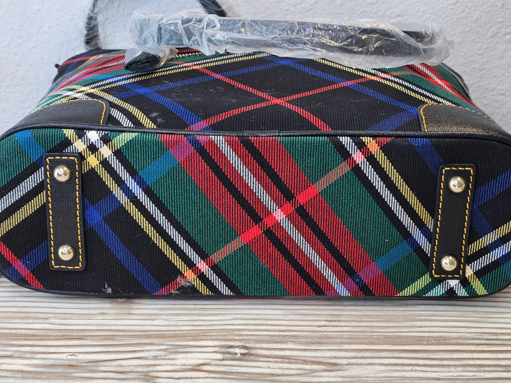 bottom Dooney & Bourke Richmond Tartan Plaid black red and green
