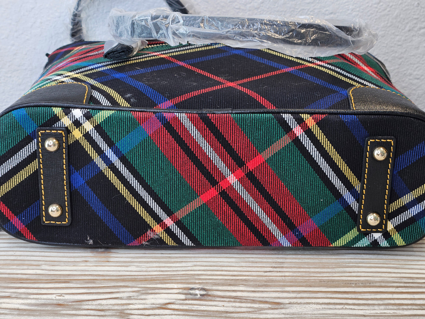 bottom Dooney & Bourke Richmond Tartan Plaid black red and green