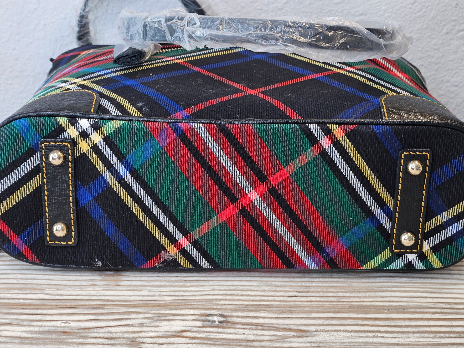 bottom Dooney & Bourke Richmond Tartan Plaid black red and green