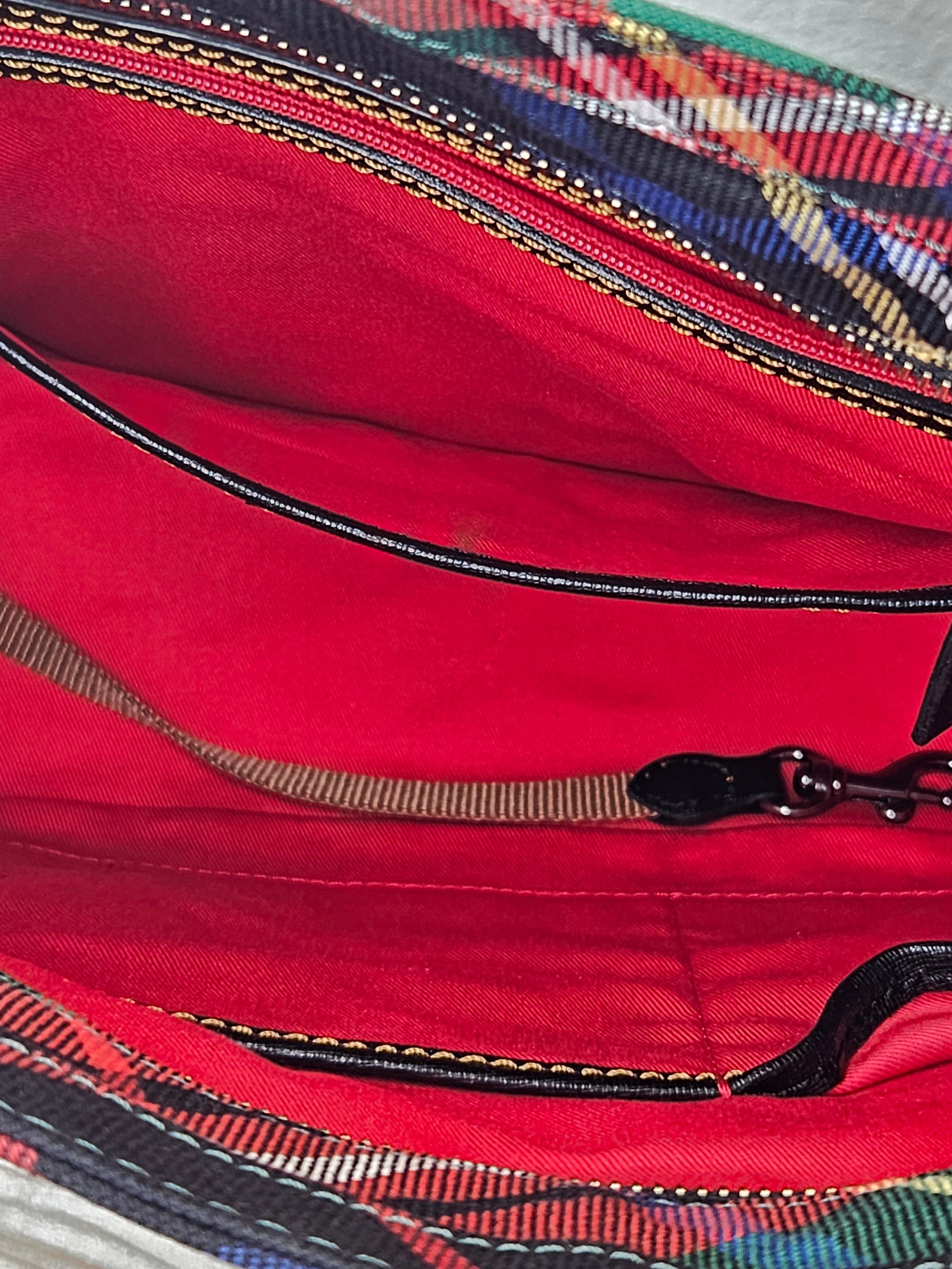 full interior Dooney & Bourke Richmond Tartan Plaid black red and green