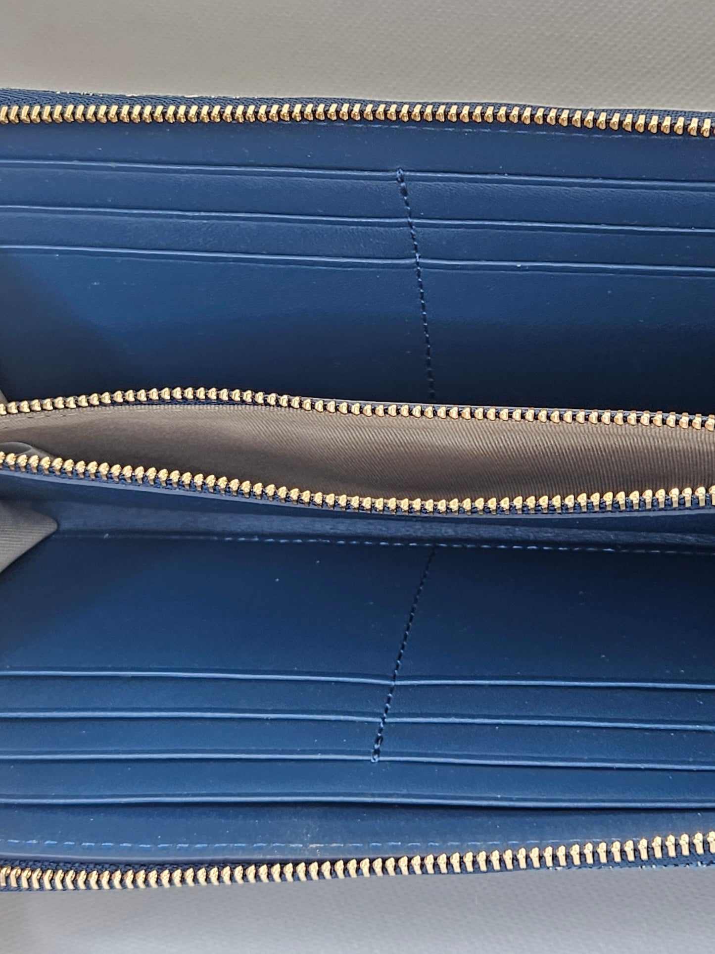 Pre-Loved MCM Zip Around Vintage Denim Jacquard Wallet