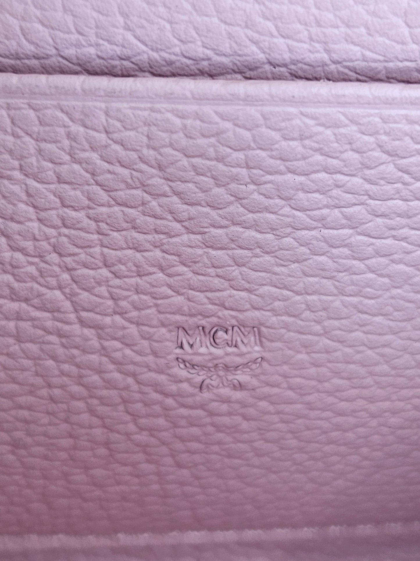 Pre-Loved MCM Visetos Large Zip Around Wallet Powder Pink