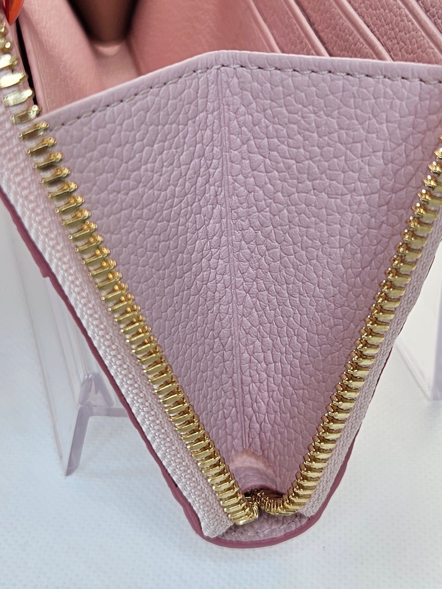 Pre-Loved MCM Visetos Large Zip Around Wallet Powder Pink