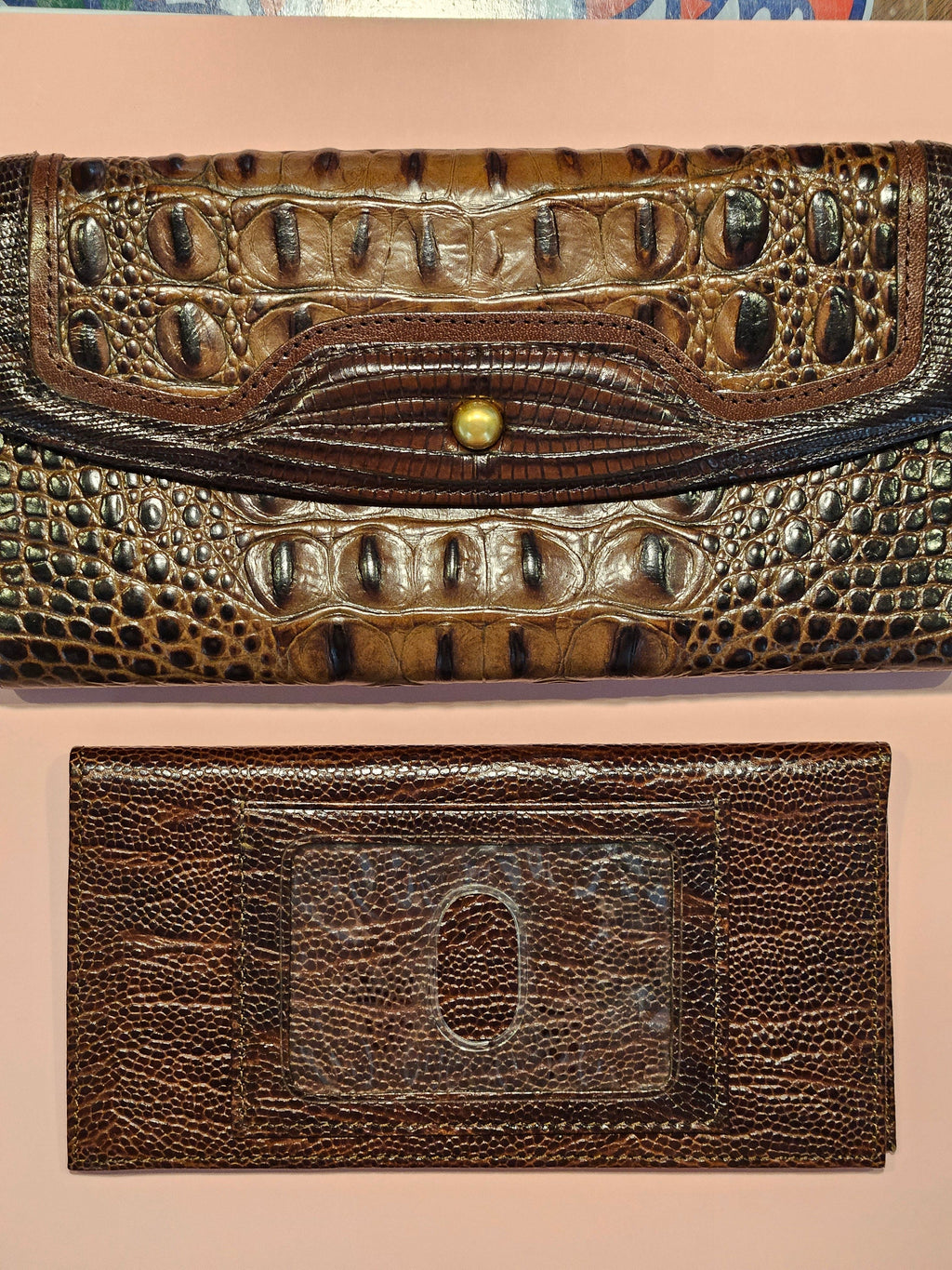 Brahmin Croc-Embossed Leather Wallet Set – 2 Piece | Pre-Owned