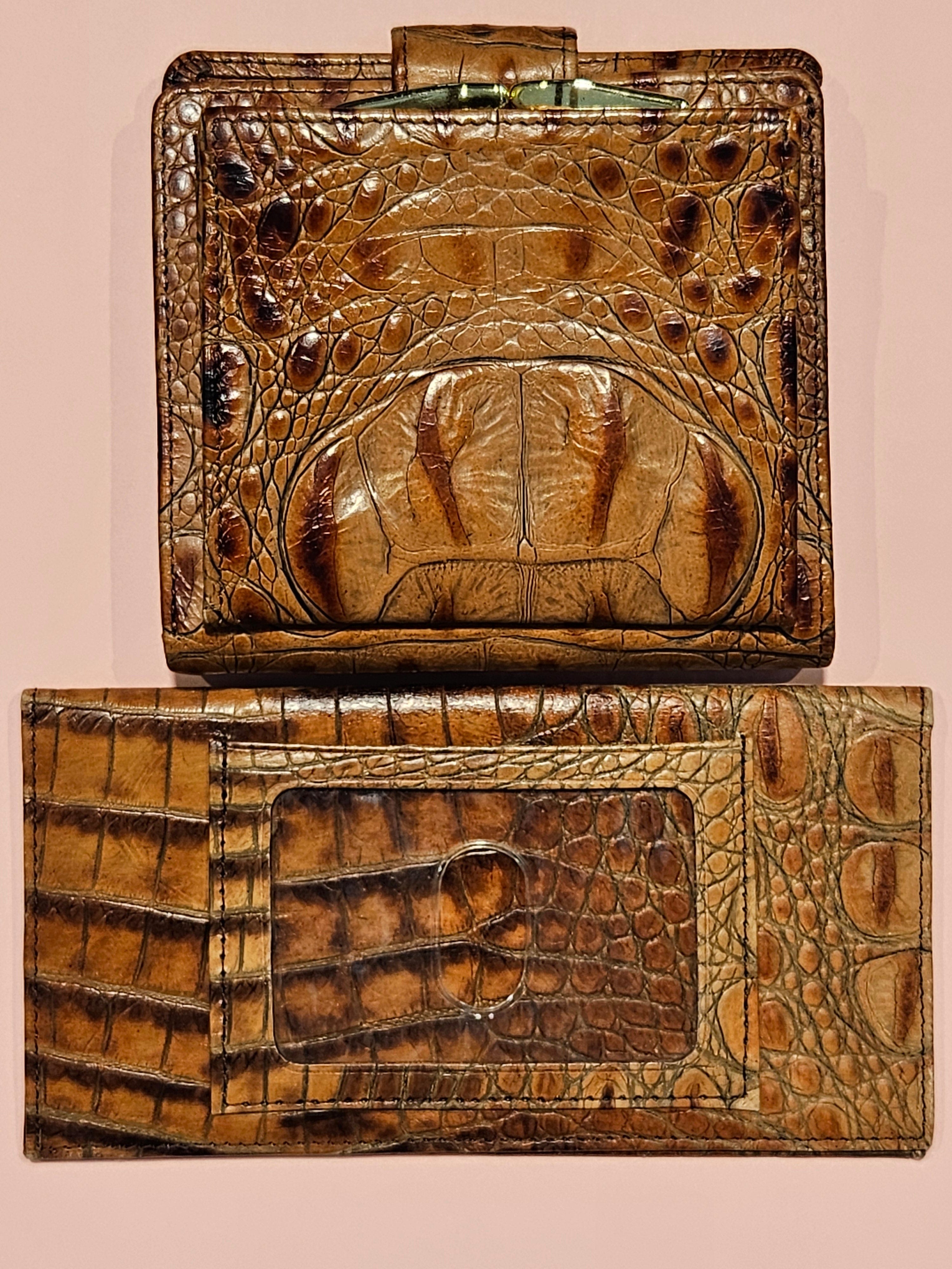 Brahmin Croc-Embossed Leather Wallet Set – 2 Piece | Pre-Owned