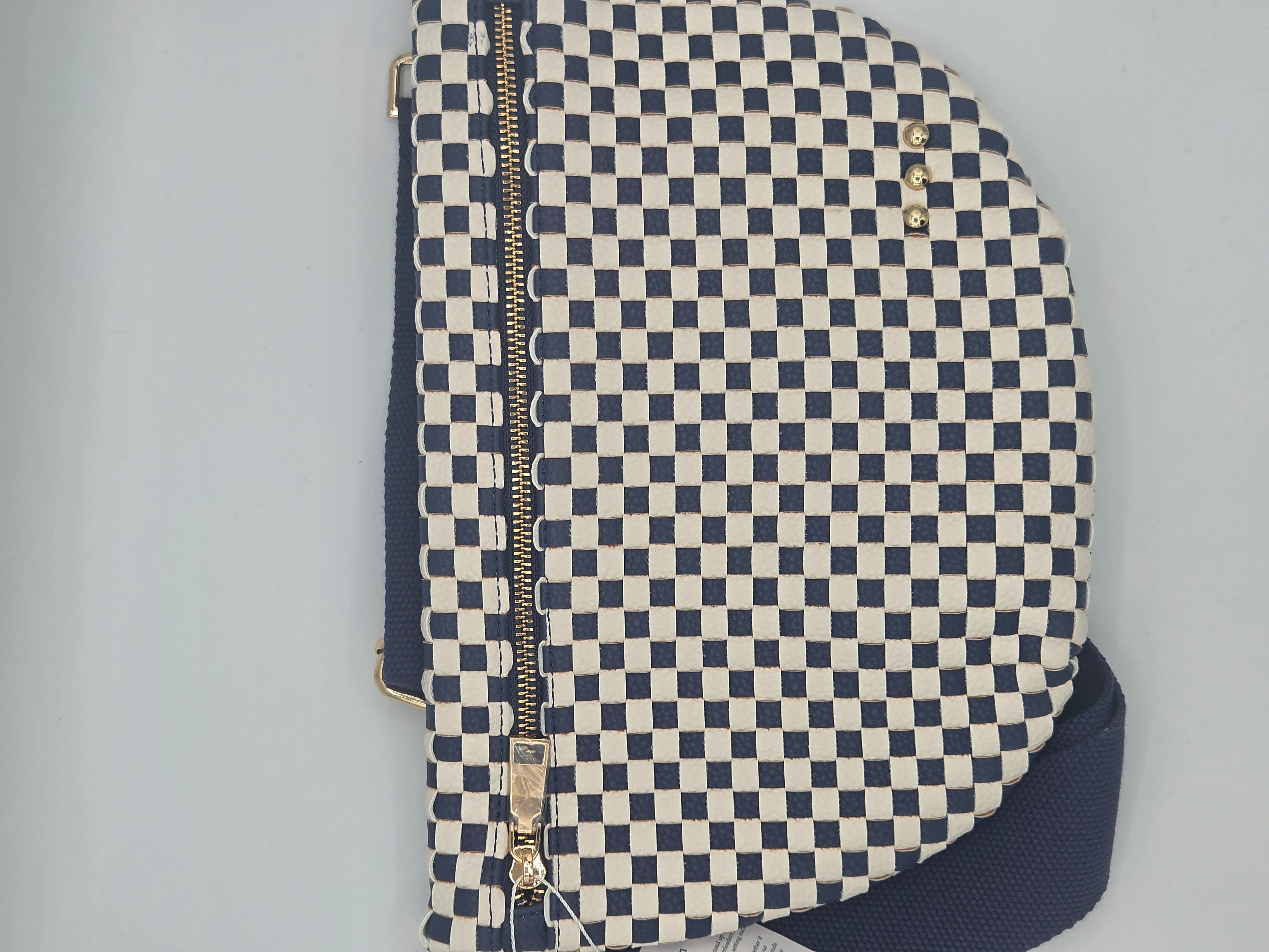 Westlyn Woven Bum Bag – Checkered Navy | Vegan Leather | New