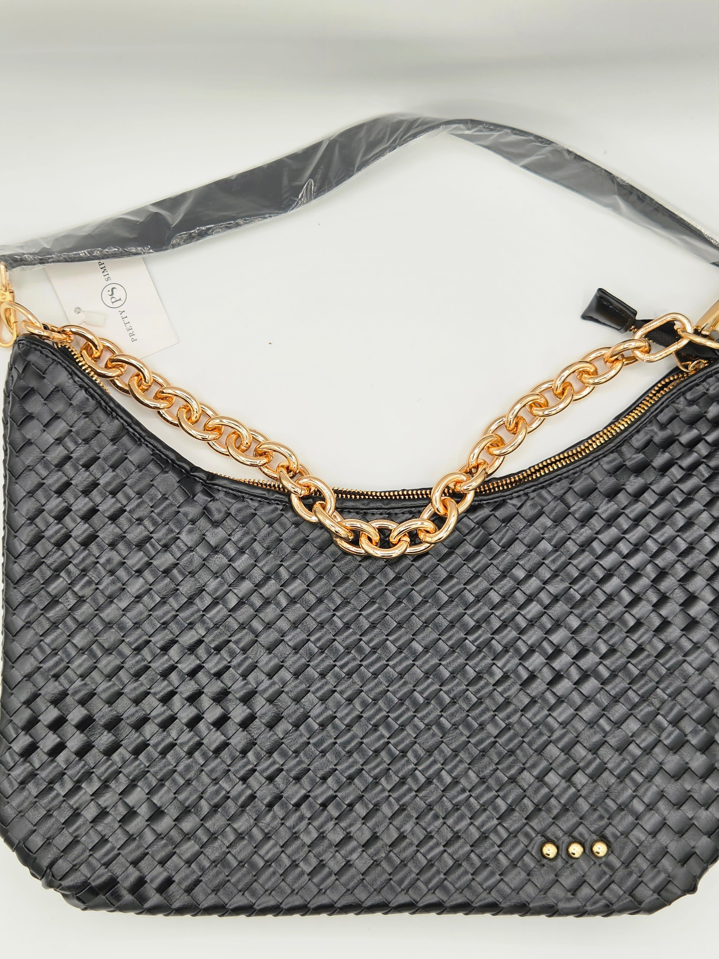 Sienna Slouchy Woven Shoulder Bag – Chain Detail | Boutique | New 2 Colors Available