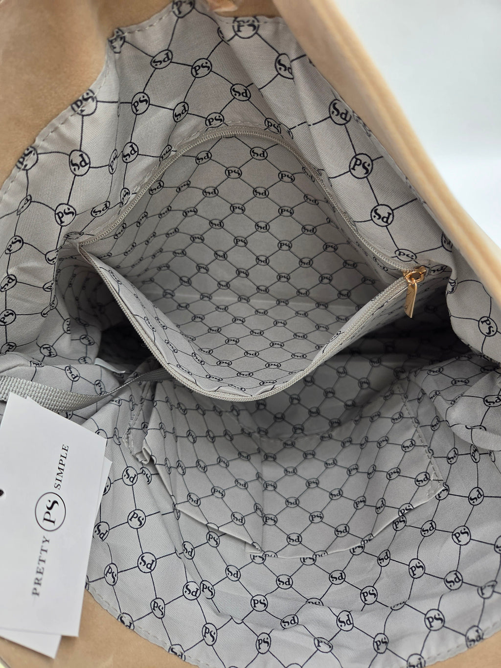 Rosalie Rivet Suede Hobo Bag – Faux Suede | Gold Rivet Detail | Boutique | Oat