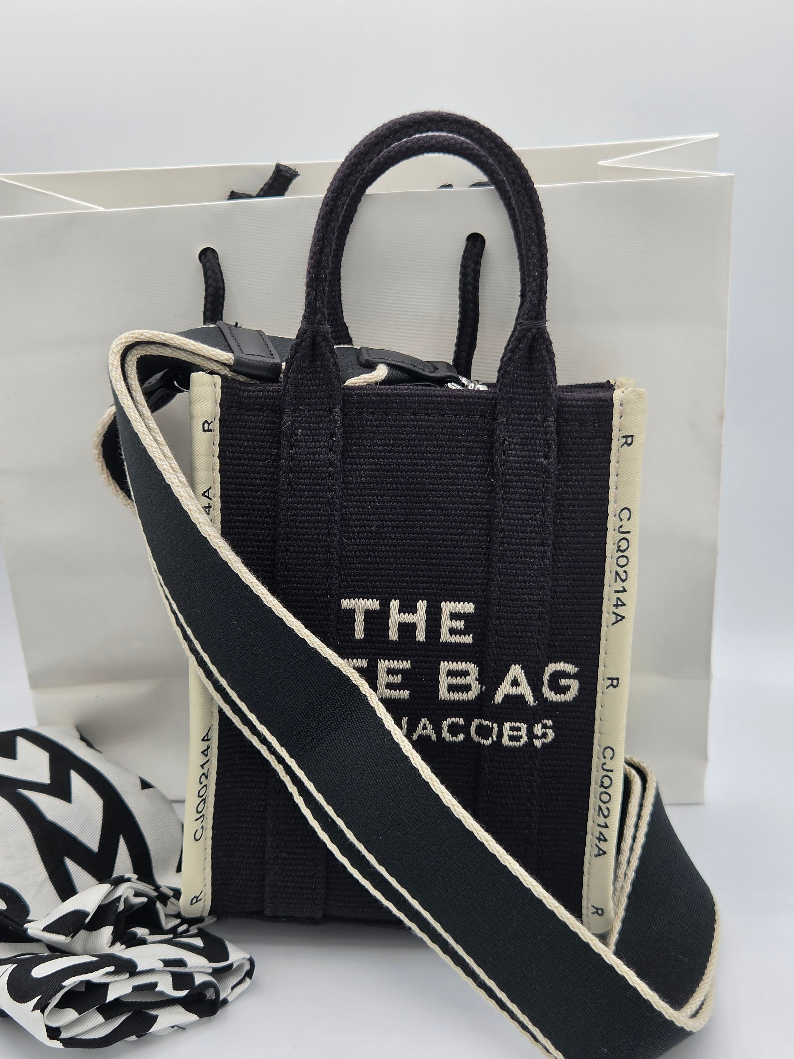 Marc Jacobs Canvas Mini Tote – Black | Structured Crossbody | Like New with Tags