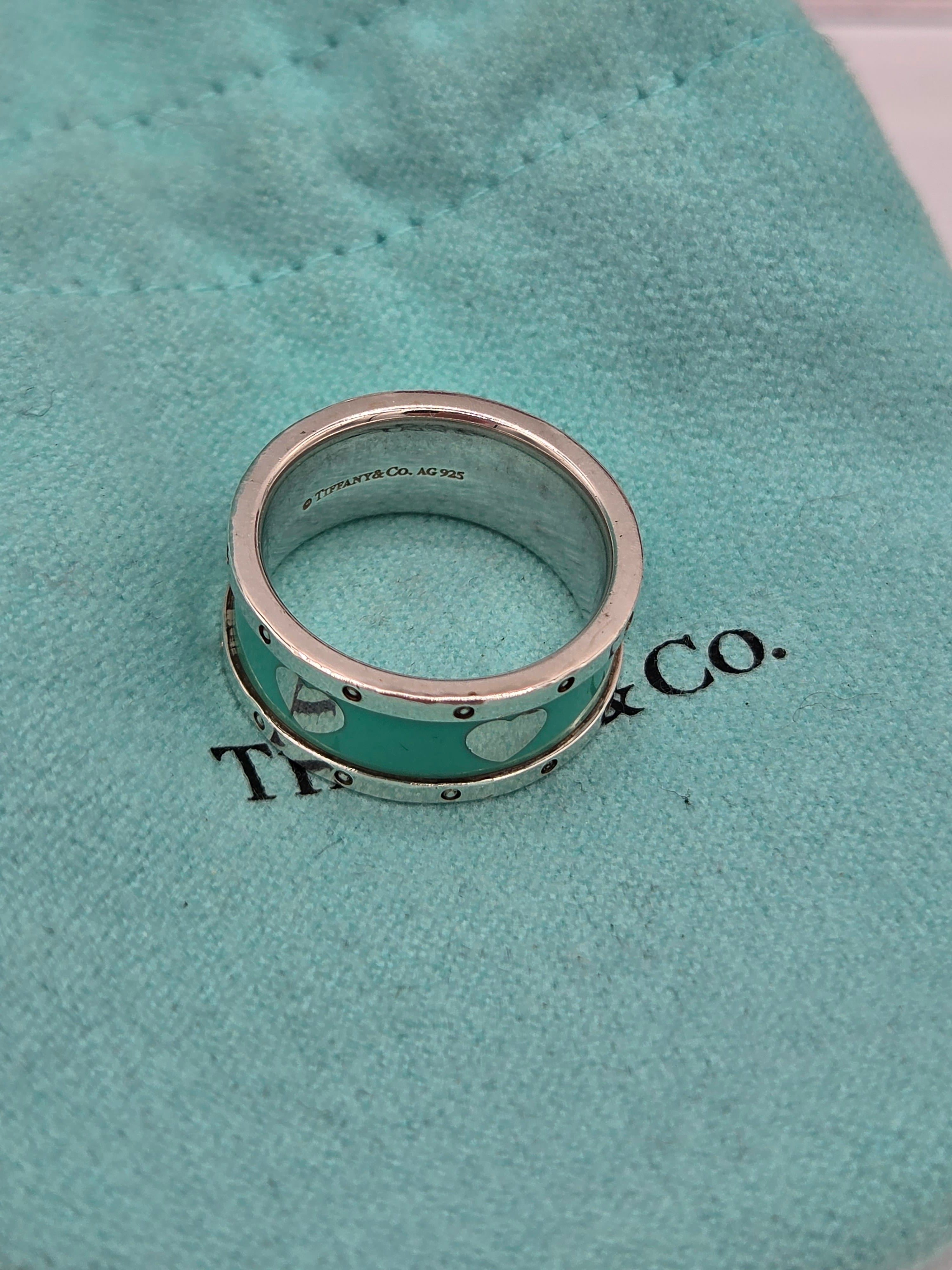 Silver ring on a Tiffany & Co. branded box