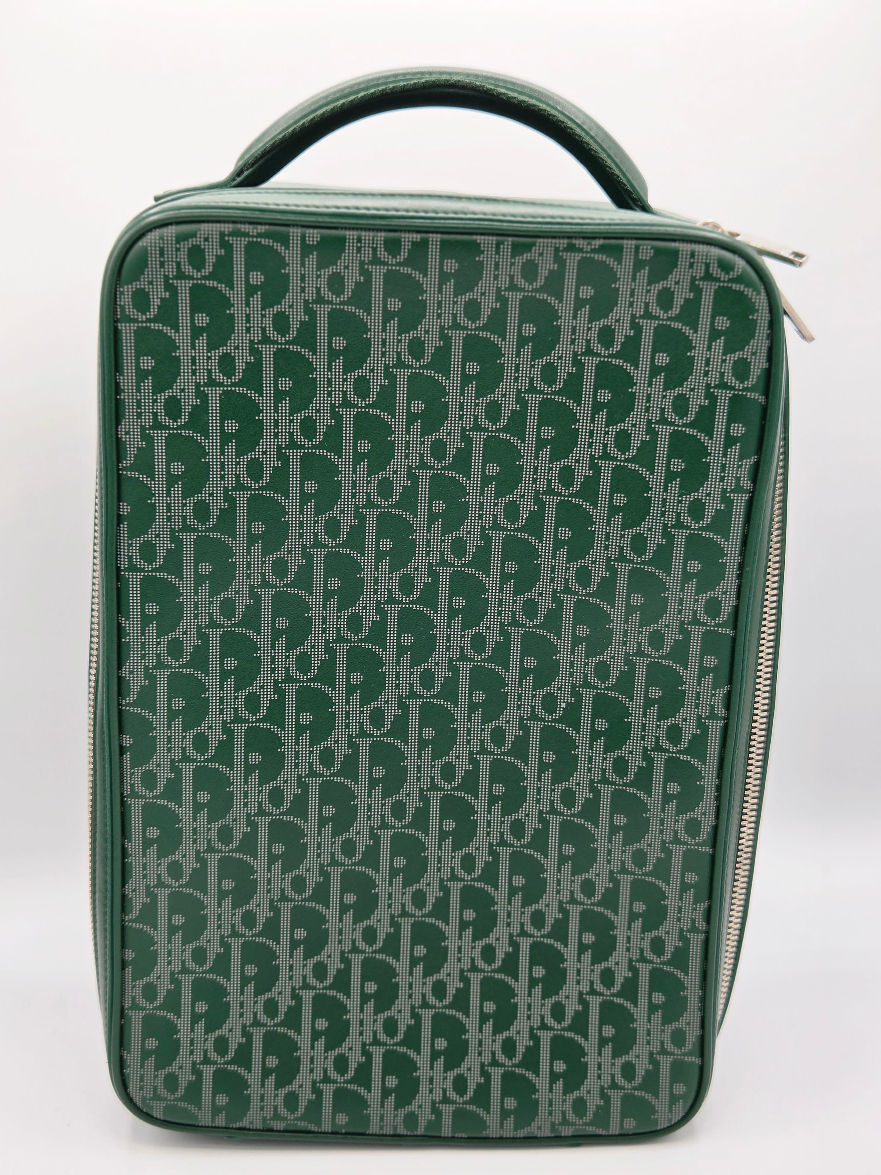 Green patterned bag with a handle on a white background