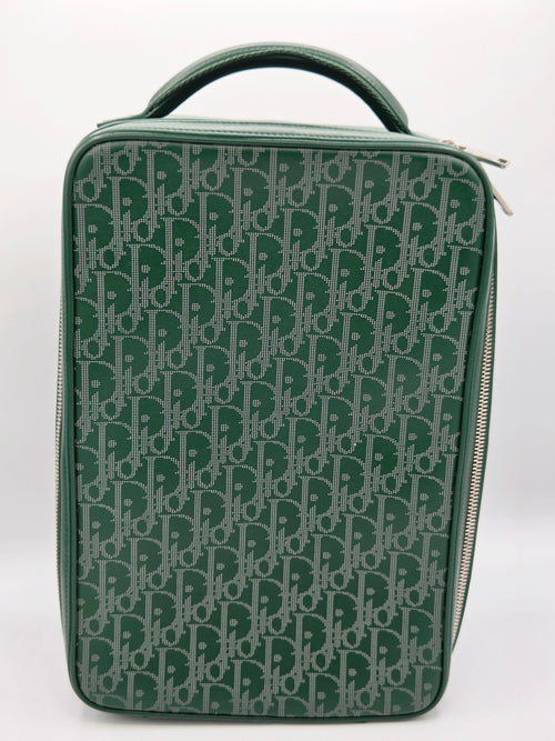 Green patterned bag with a handle on a white background