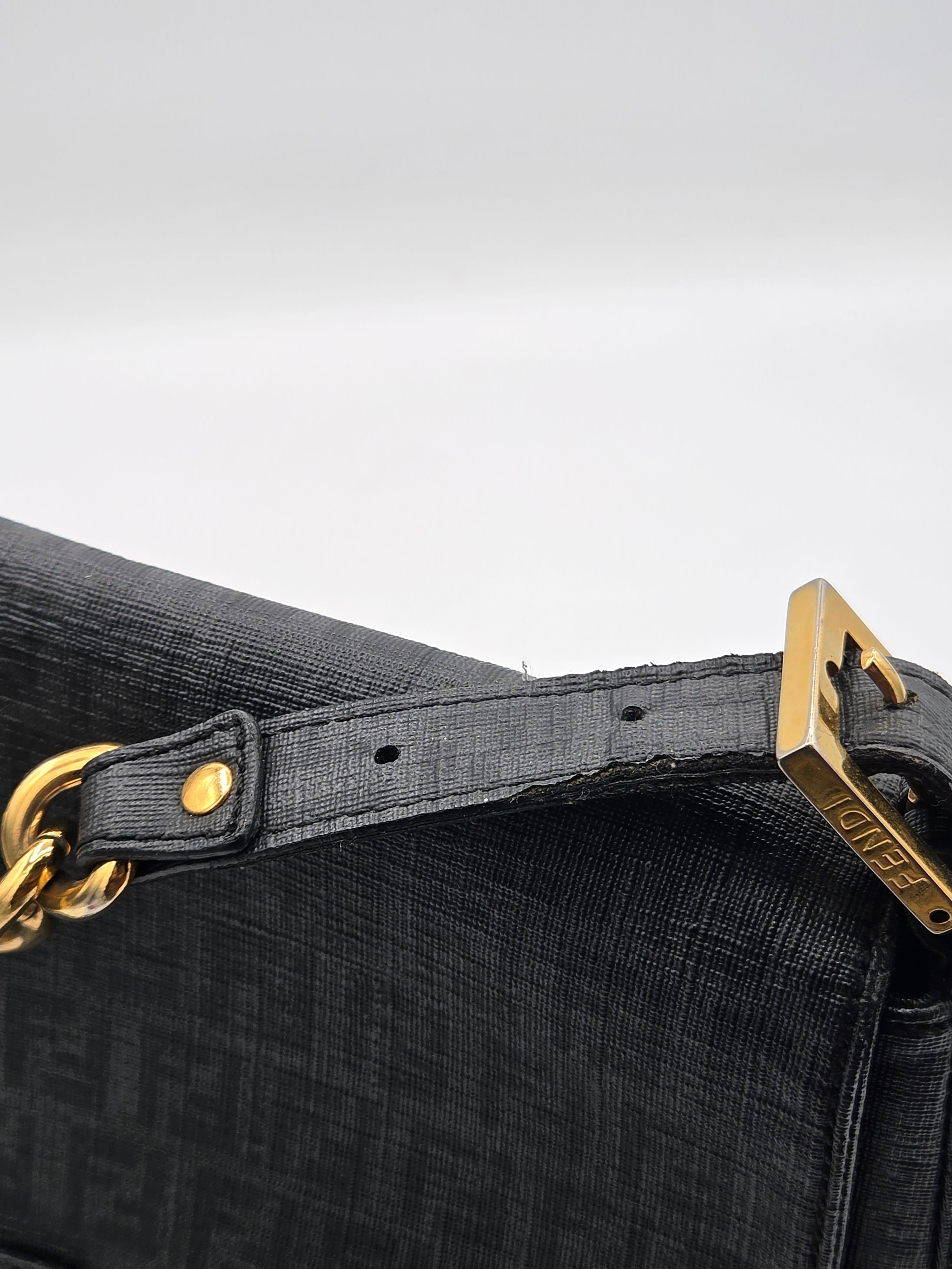 Black bag with gold hardware on a white background