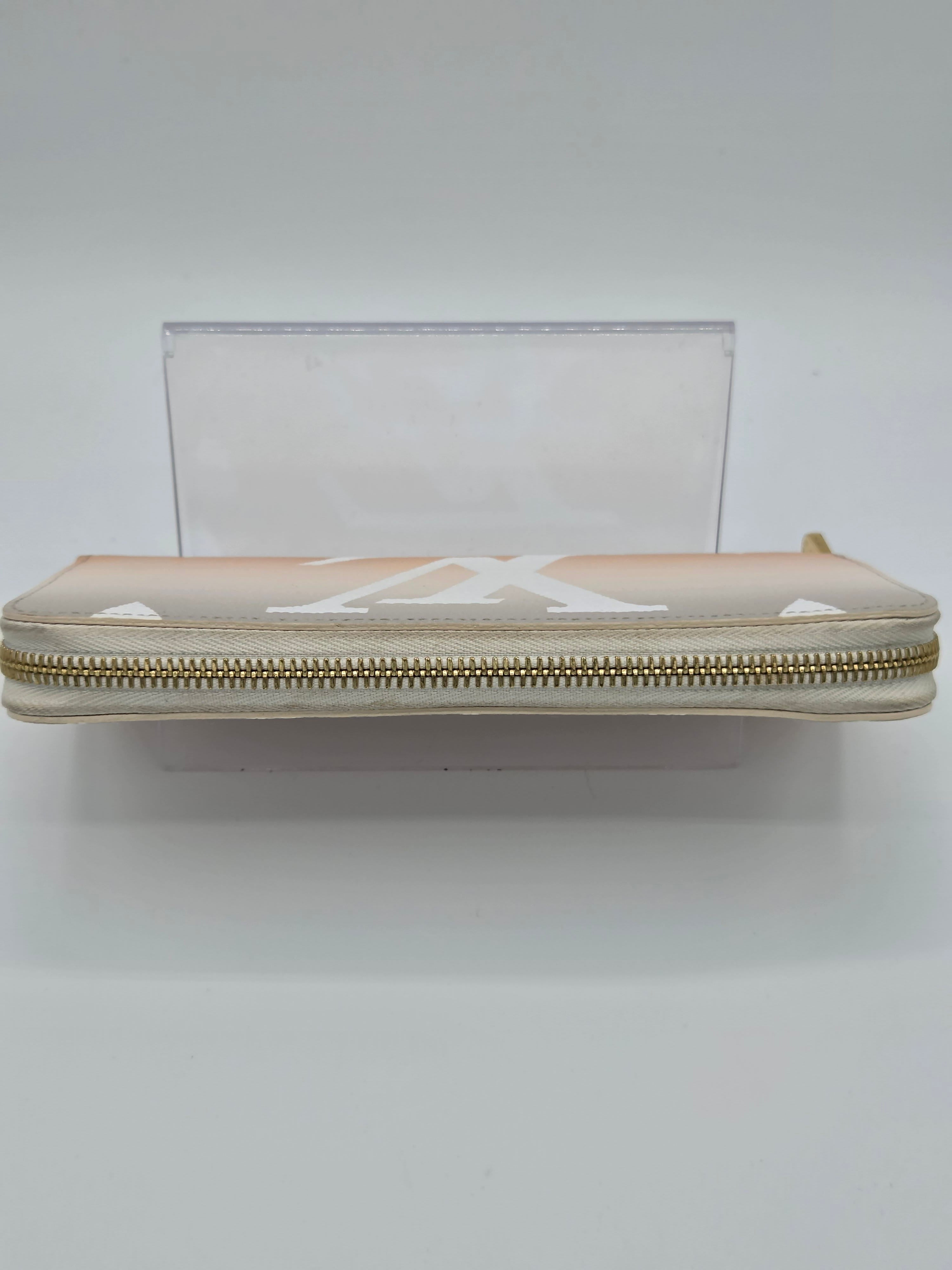 Clear pouch with a gold zipper on a white background