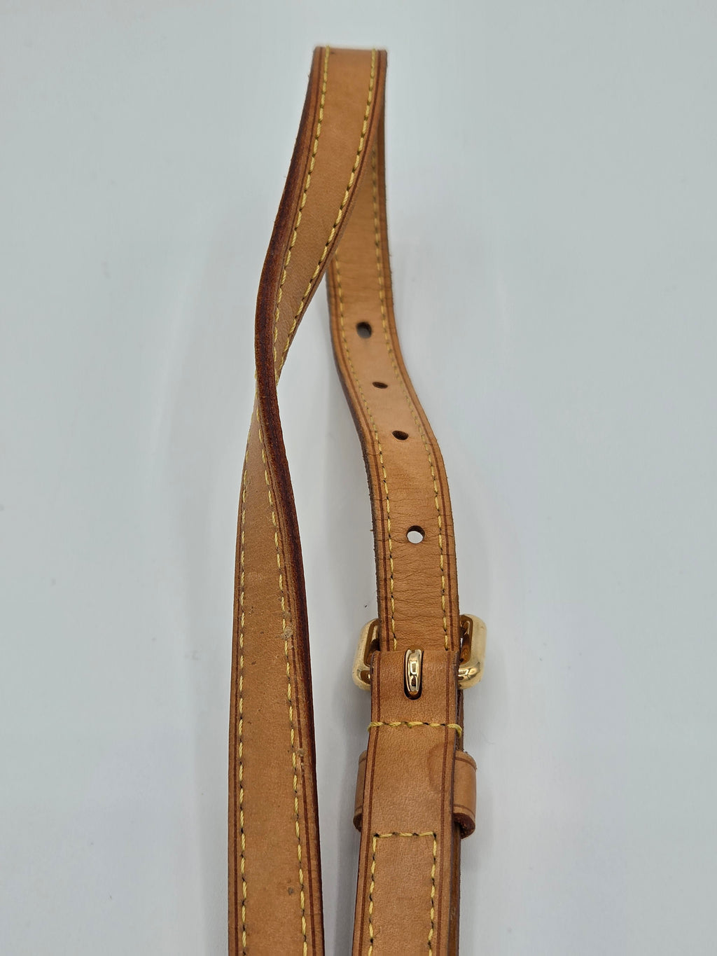 Brown leather dog collar on a light gray background