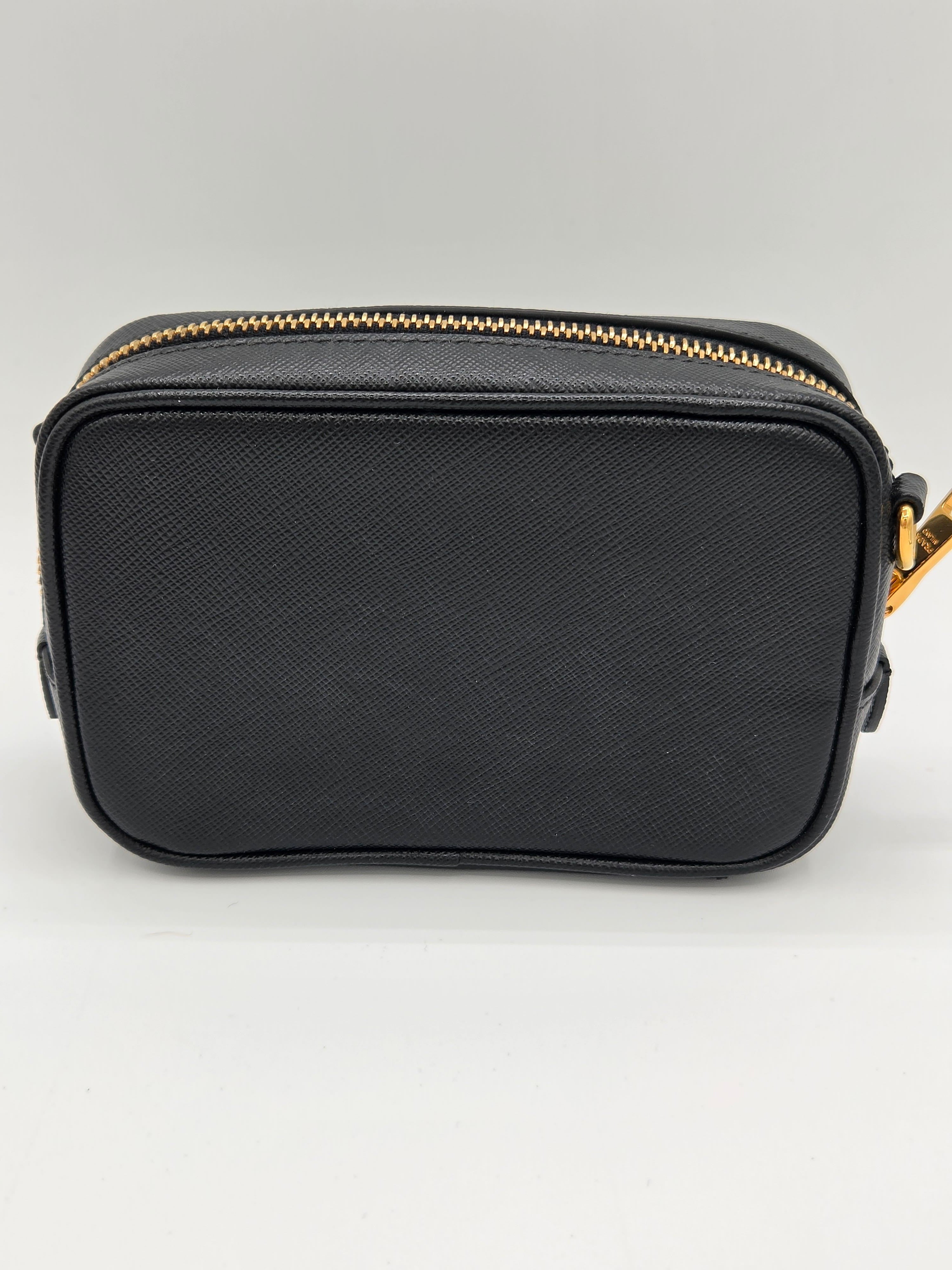 Prada Saffiano Lux Mini Camera Bag – Black Saffiano Leather | Gold