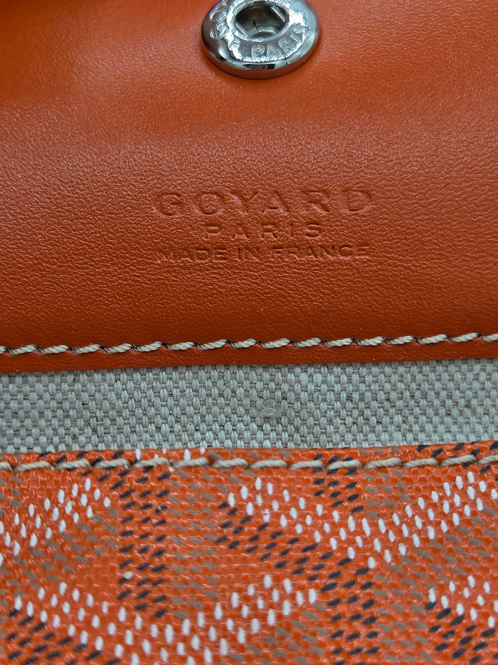 close up of brand name stamp