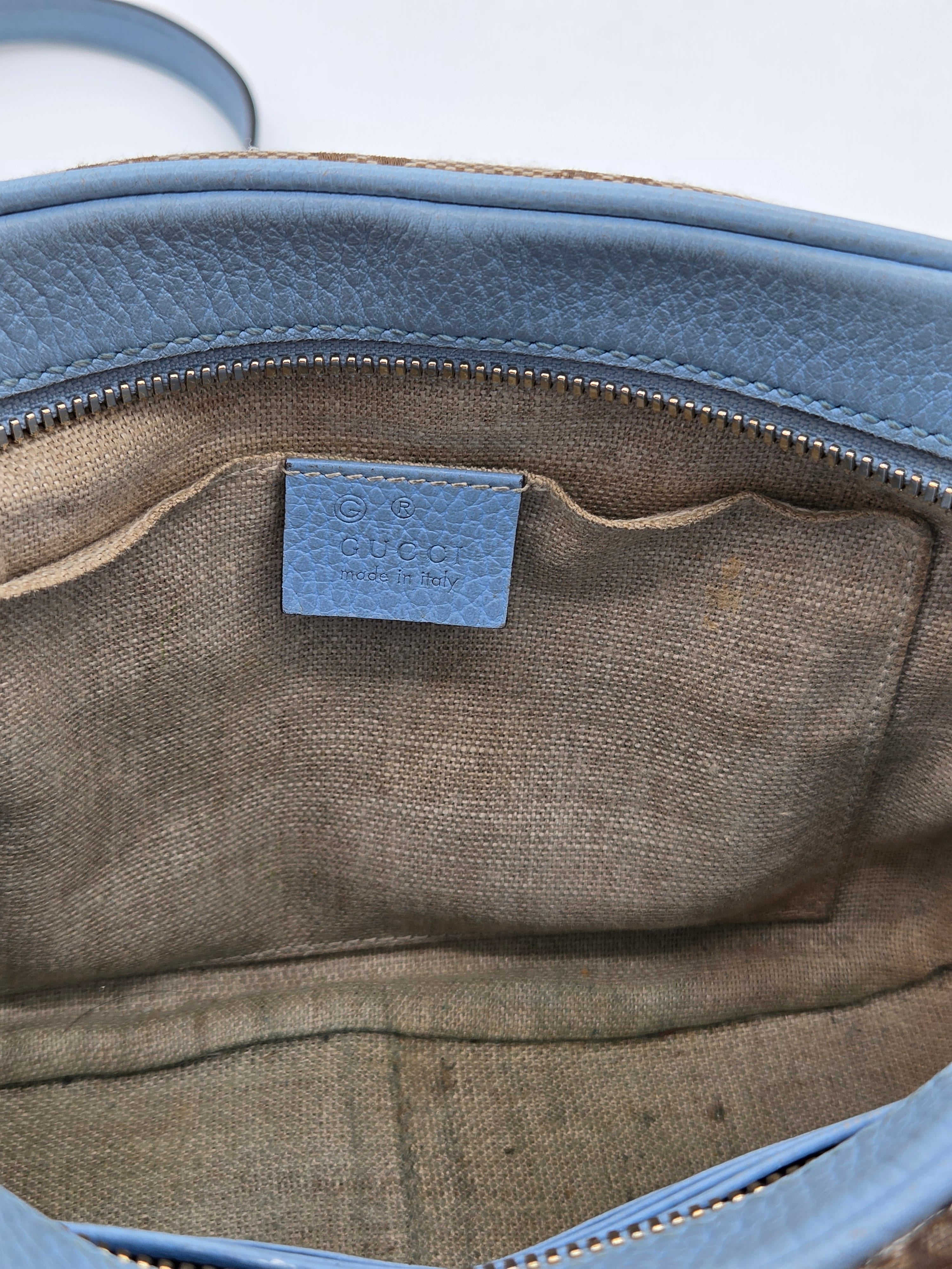 Gucci GG Canvas Disco Messenger Bag – Beige/Ebony GG Canvas & Light Blue Leather | Gold Hardware | Authenticated | Pre-Owned