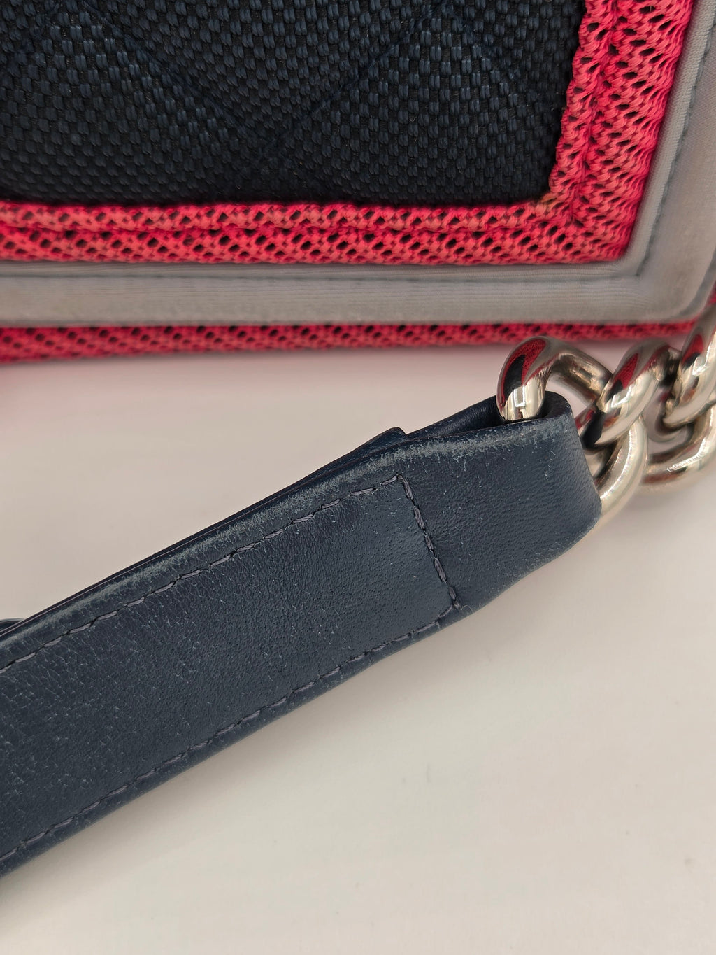 Chanel Medium Fluo Boy Flap Bag – Navy Quilted Canvas | Fuchsia & Grey Trim | Ruthenium Hardware | Authenticated | Pre-Owned