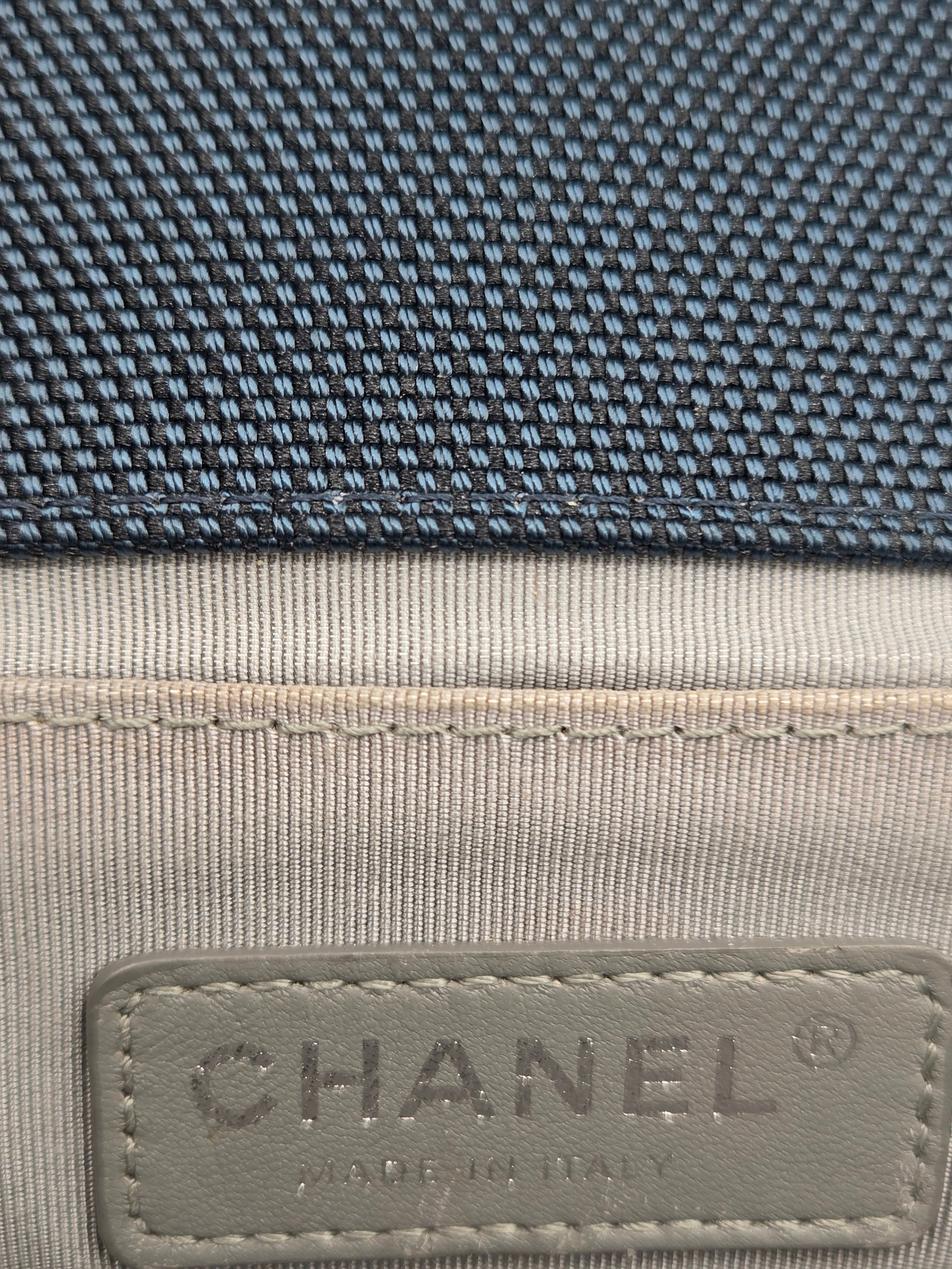 Chanel Medium Fluo Boy Flap Bag – Navy Quilted Canvas | Fuchsia & Grey Trim | Ruthenium Hardware | Authenticated | Pre-Owned