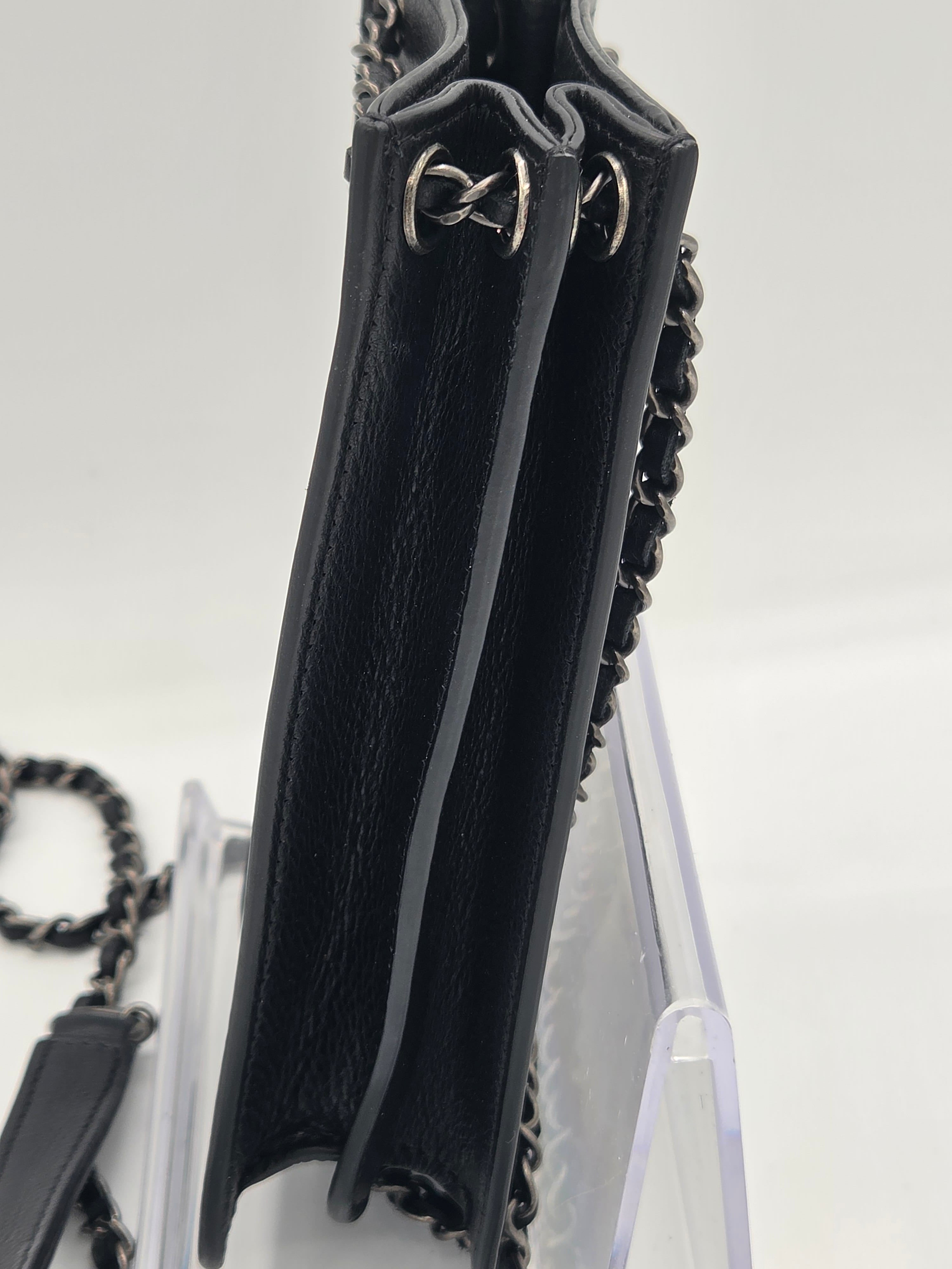 Chanel Calfskin Leather Phone Holder Crossbody | Black | Silver Hardware | Karl Lagerfeld Era | Authenticated | Pre-Owned