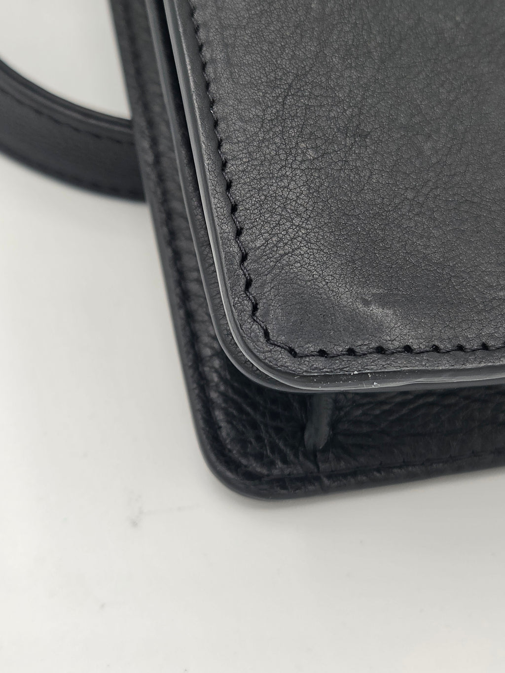 Chanel Calfskin Leather Phone Holder Crossbody | Black | Silver Hardware | Karl Lagerfeld Era | Authenticated | Pre-Owned