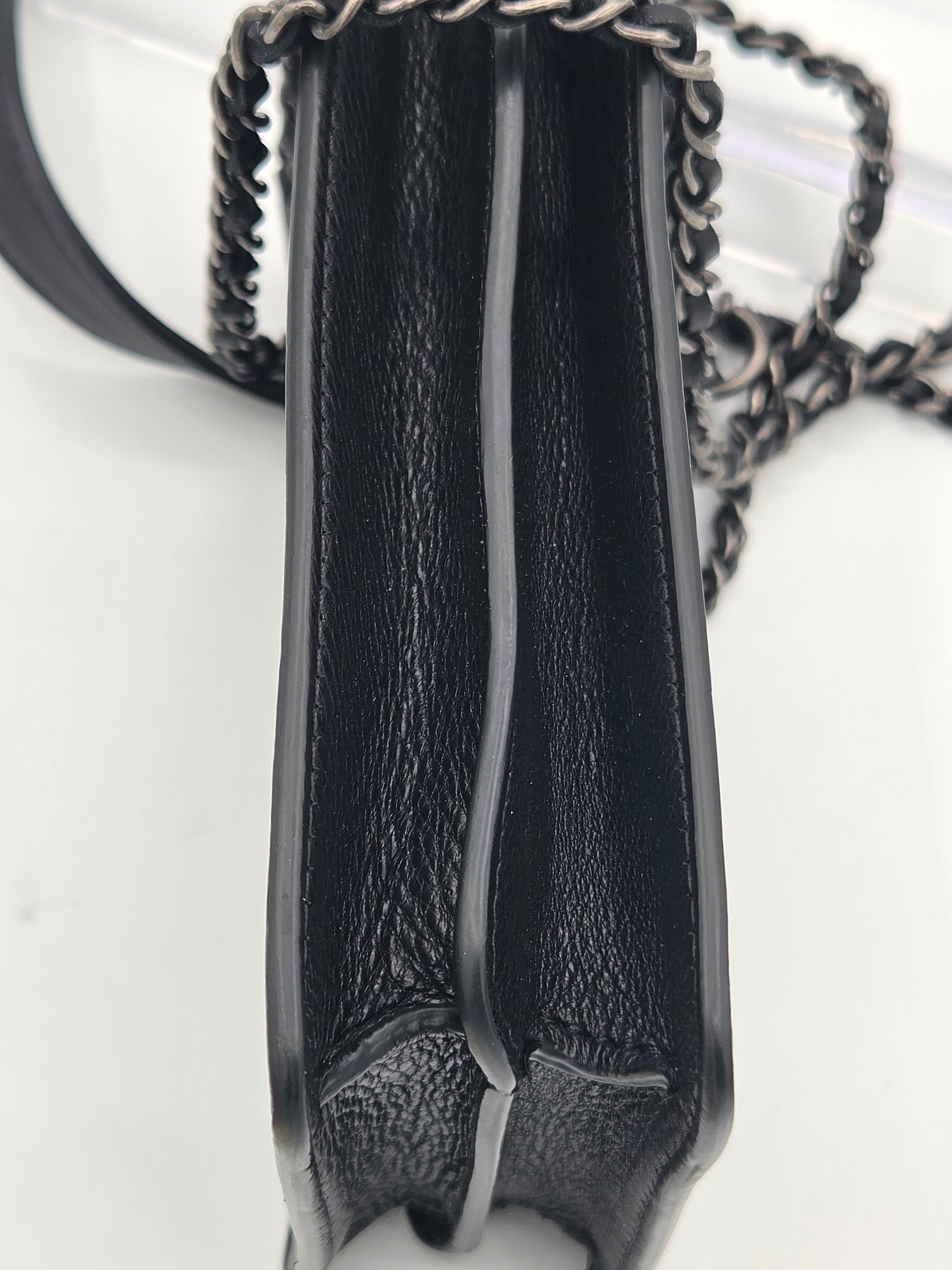 Chanel Calfskin Leather Phone Holder Crossbody | Black | Silver Hardware | Karl Lagerfeld Era | Authenticated | Pre-Owned