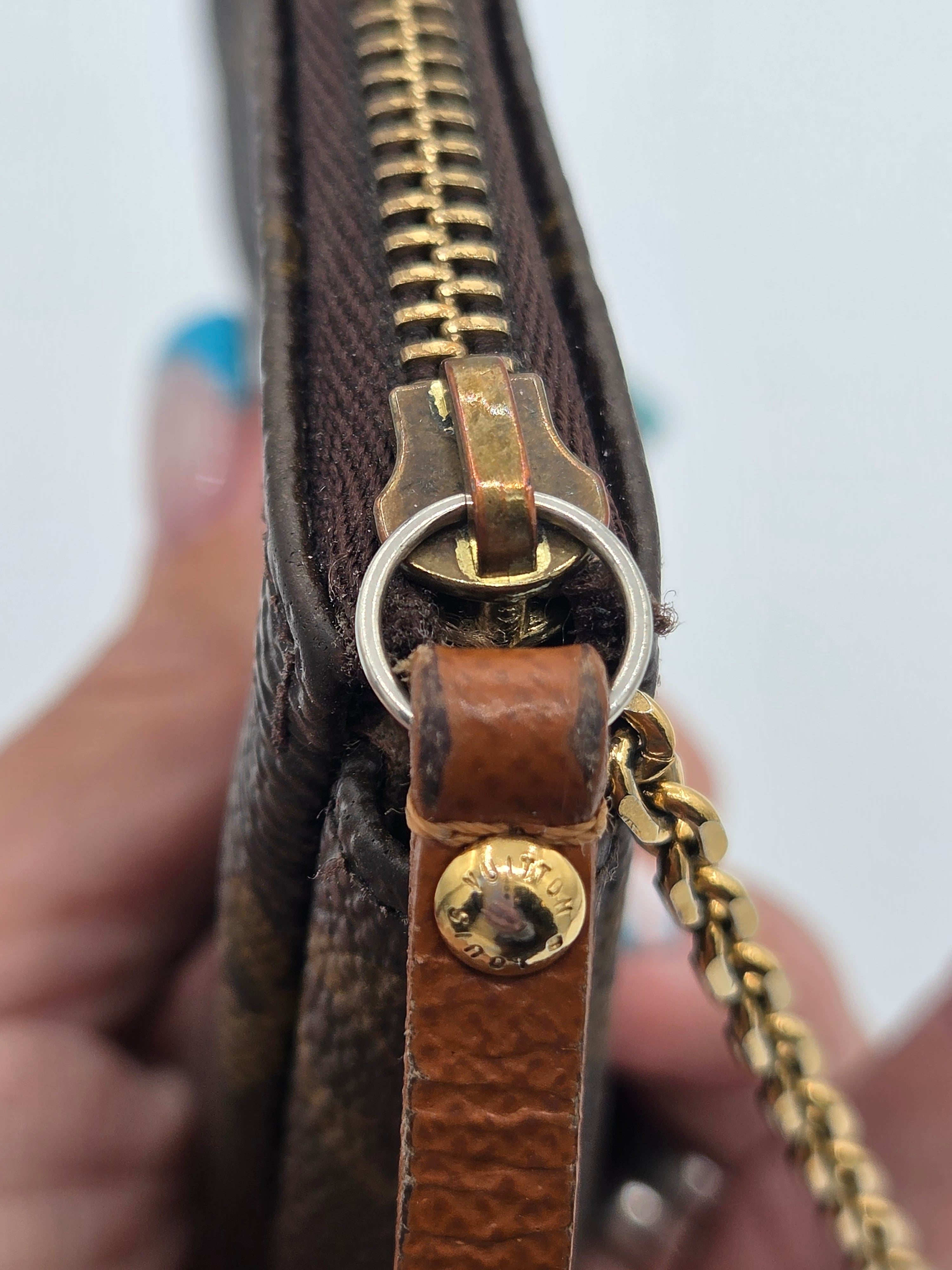 close up leather tab