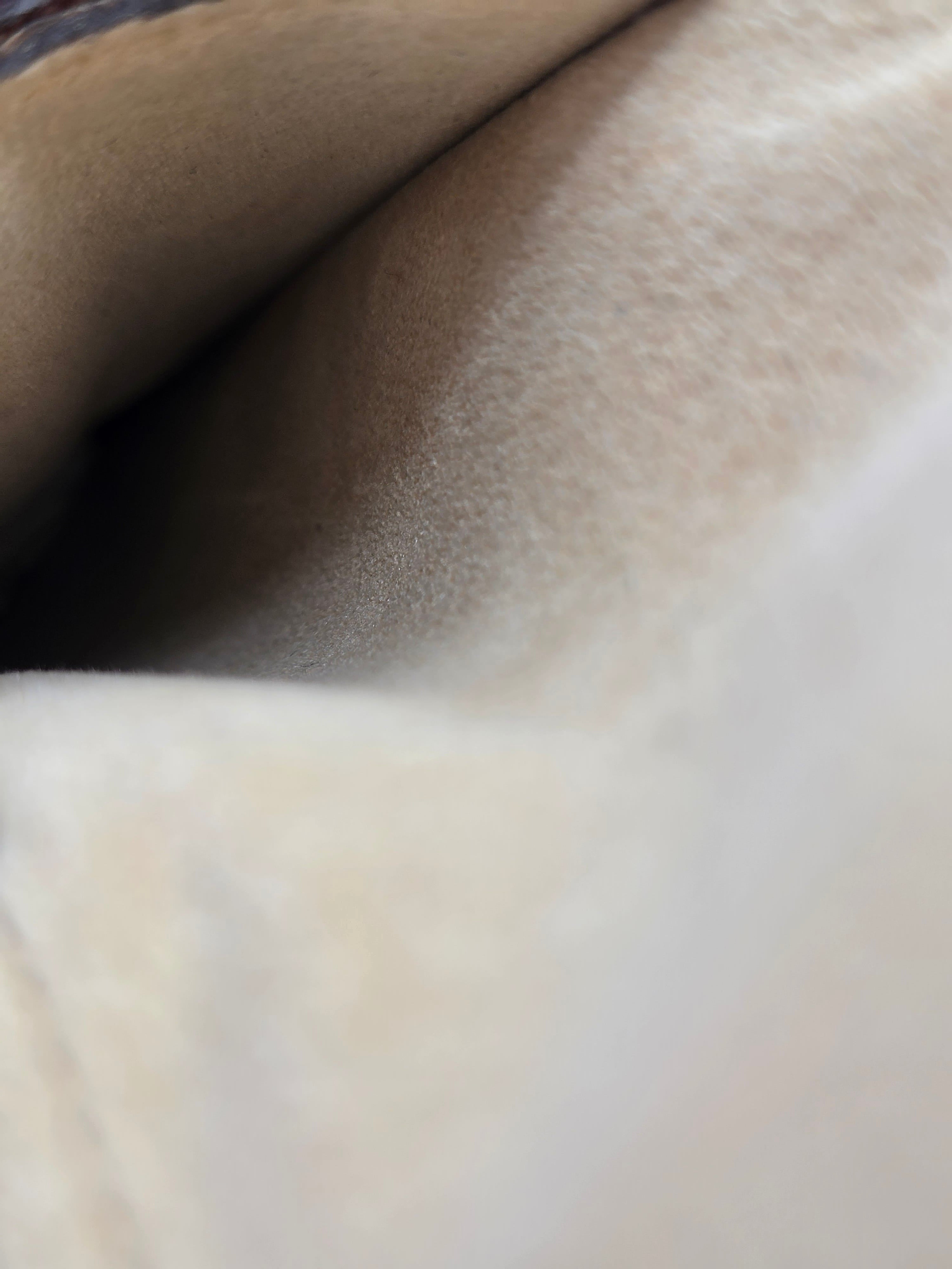 Close-up of a soft, plush fabric texture in a light beige or cream color, showing the material's fine pile and folds.