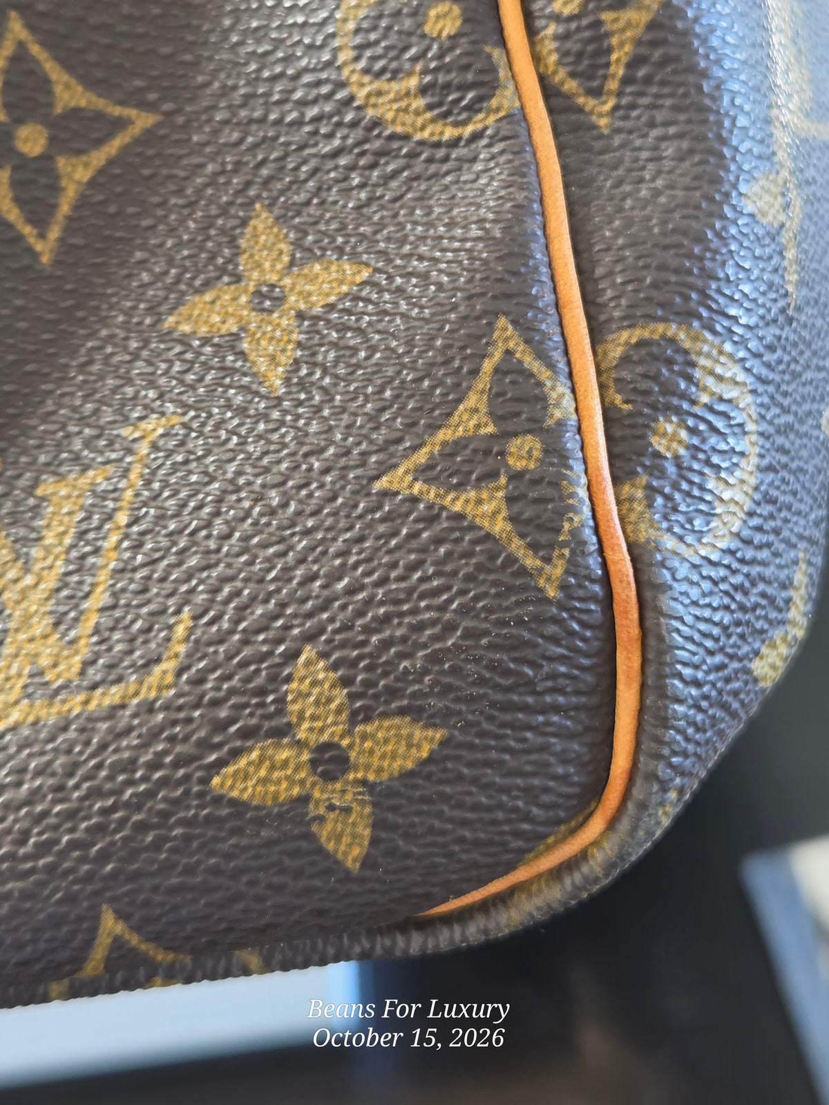 corner view of bag