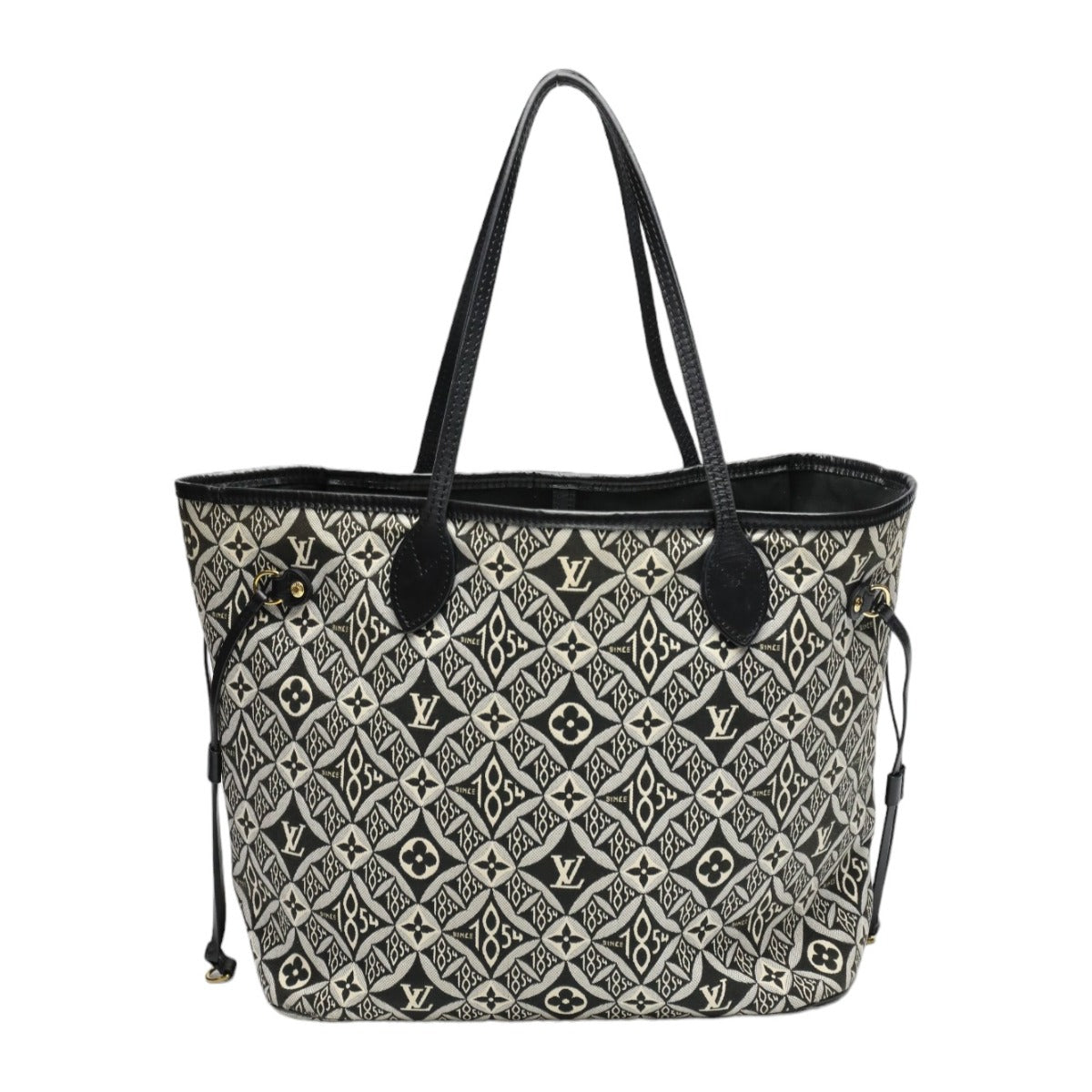 back Louis Vuitton Jacquard 1854 Neverfull MM w/Pouch blue and gray