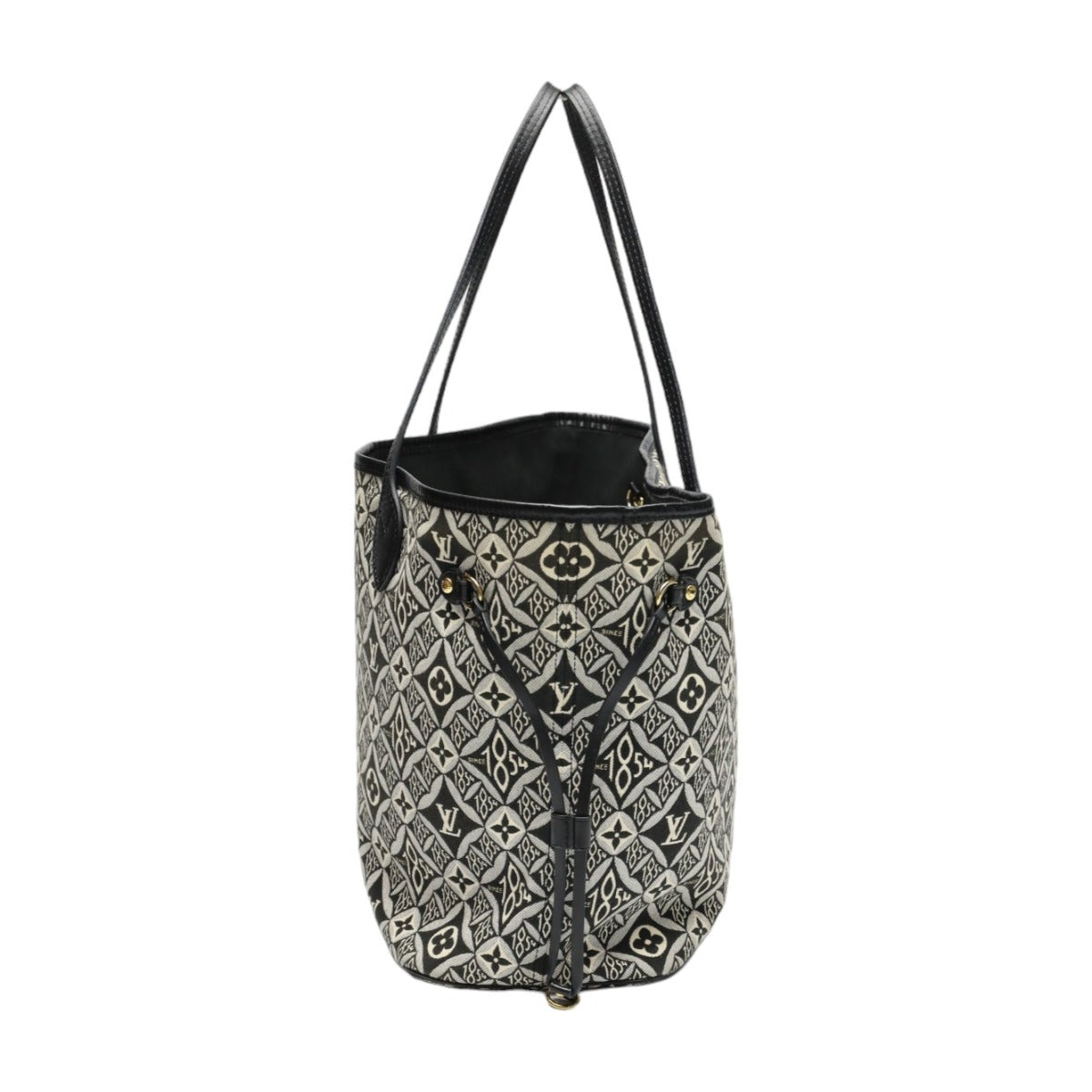 side Louis Vuitton Jacquard 1854 Neverfull MM w/Pouch blue and gray