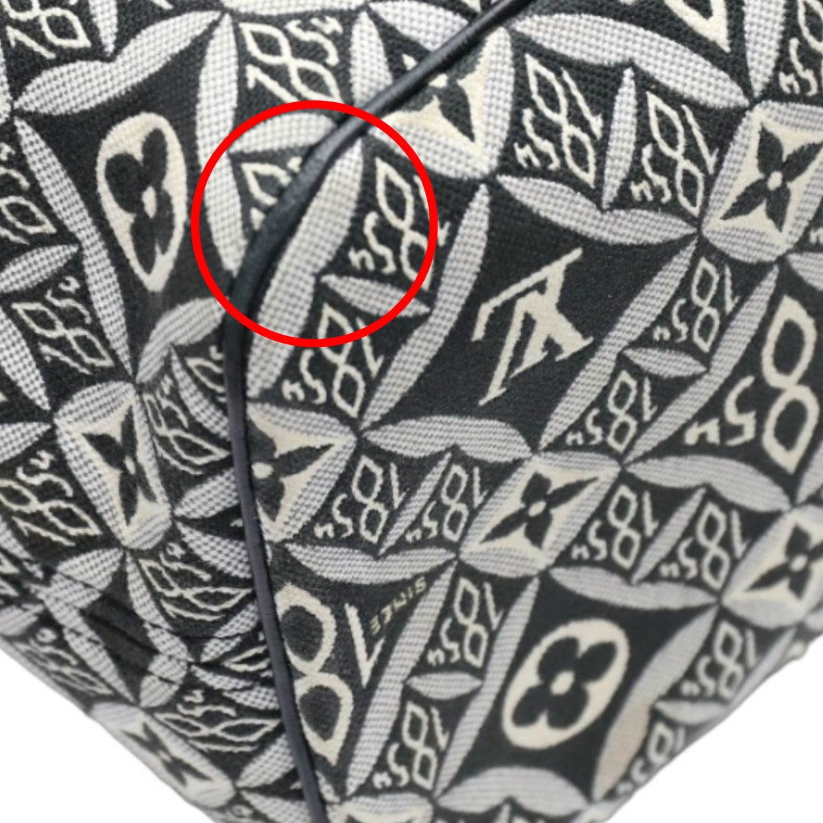 rear corner Louis Vuitton Jacquard 1854 Neverfull MM w/Pouch blue and gray