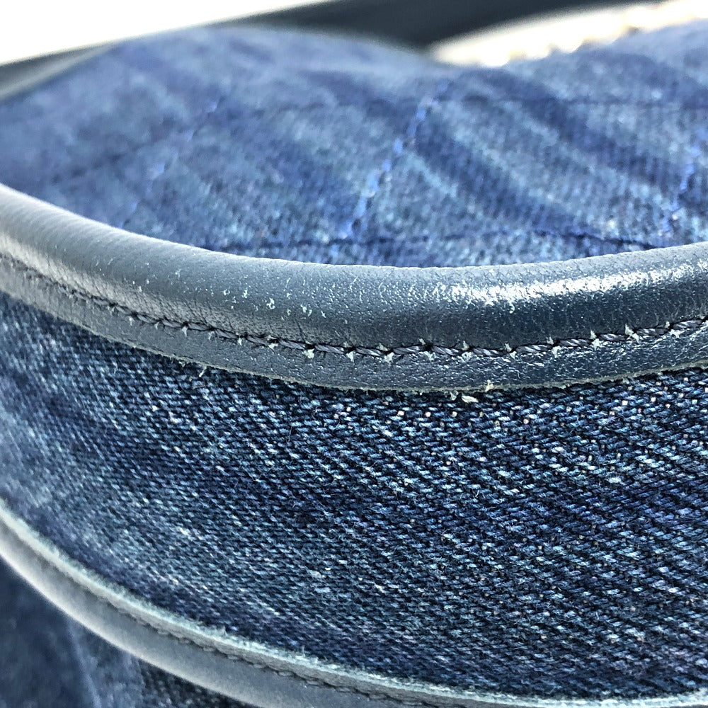 Close-up of blue denim fabric with a white border