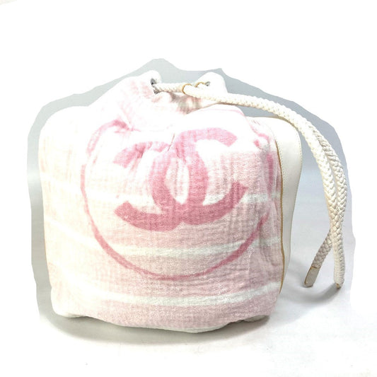 Chanel Cotton Pink Beach Shoulder Bag CC Coco Mark Border Pile