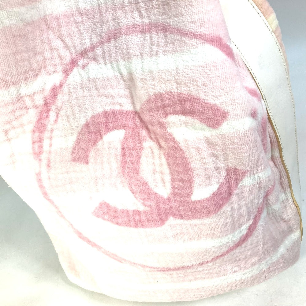 front Chanel Cotton Pink Beach Shoulder Bag CC Coco Mark Border Pile