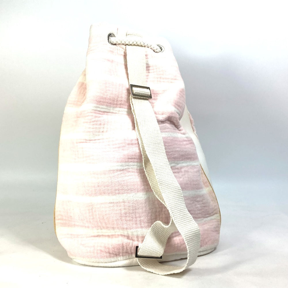 side Chanel Cotton Pink Beach Shoulder Bag CC Coco Mark Border Pile