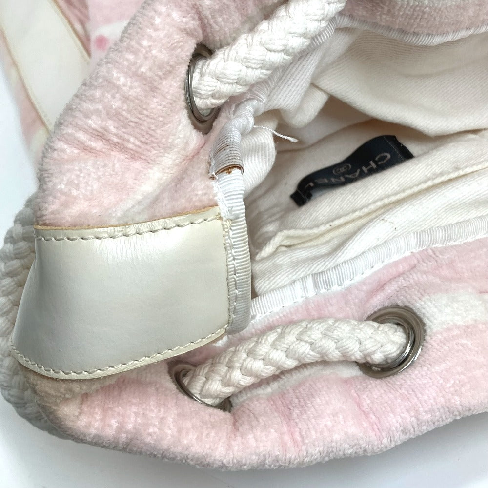 top Chanel Cotton Pink Beach Shoulder Bag CC Coco Mark Border Pile