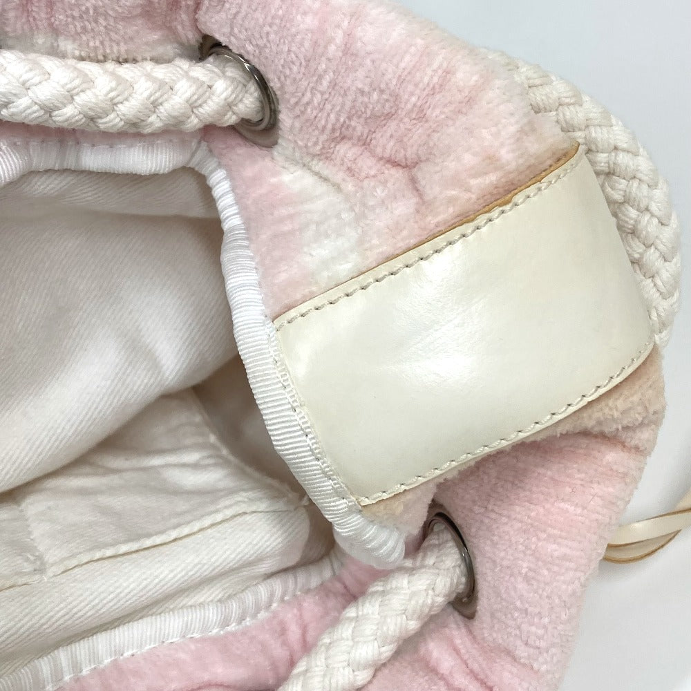top Chanel Cotton Pink Beach Shoulder Bag CC Coco Mark Border Pile