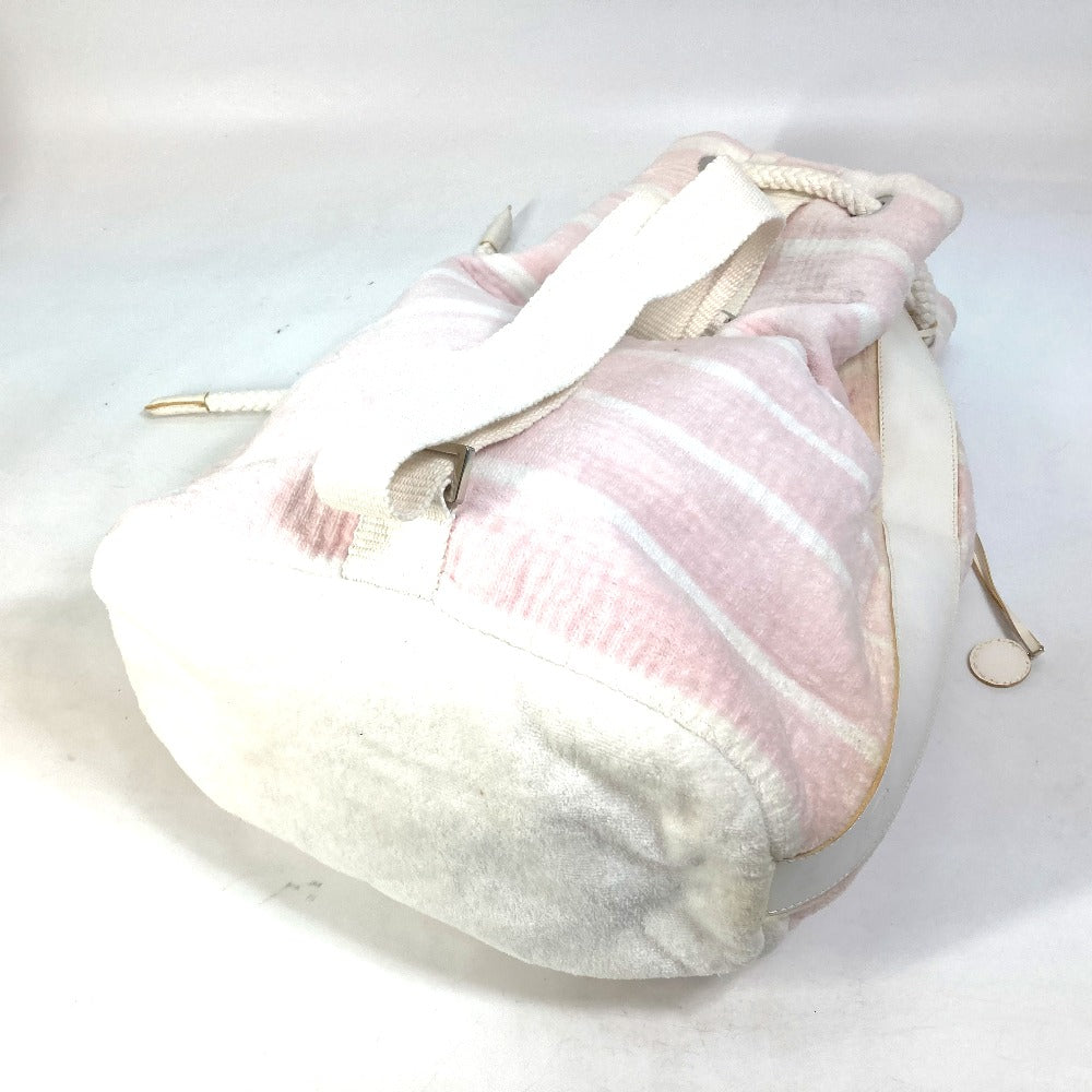 back Chanel Cotton Pink Beach Shoulder Bag CC Coco Mark Border Pile