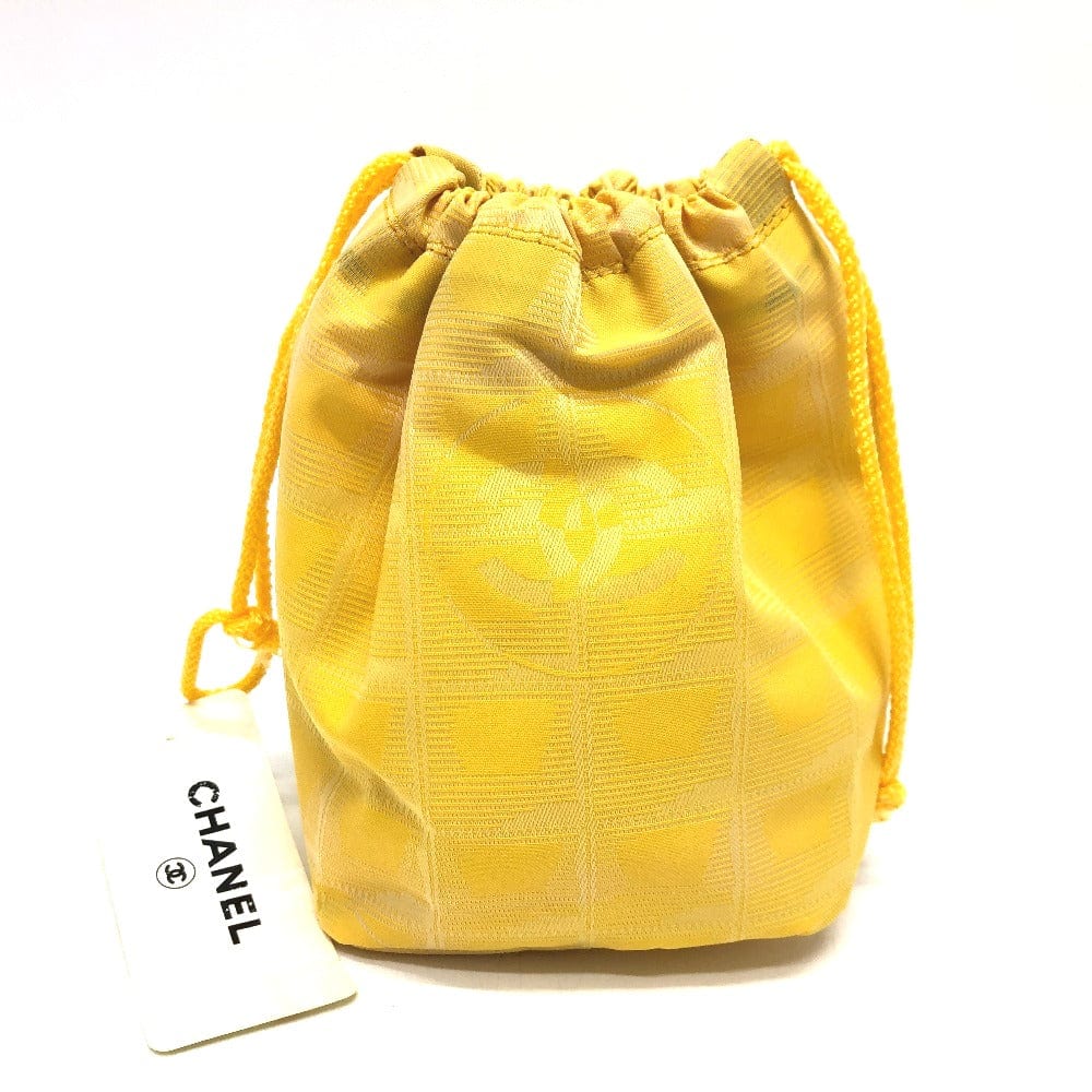 Chanel Drawsting Canvas Travel Line Pouch Yellow