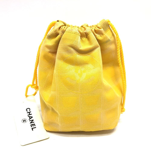Chanel Drawsting Canvas Travel Line Pouch Yellow